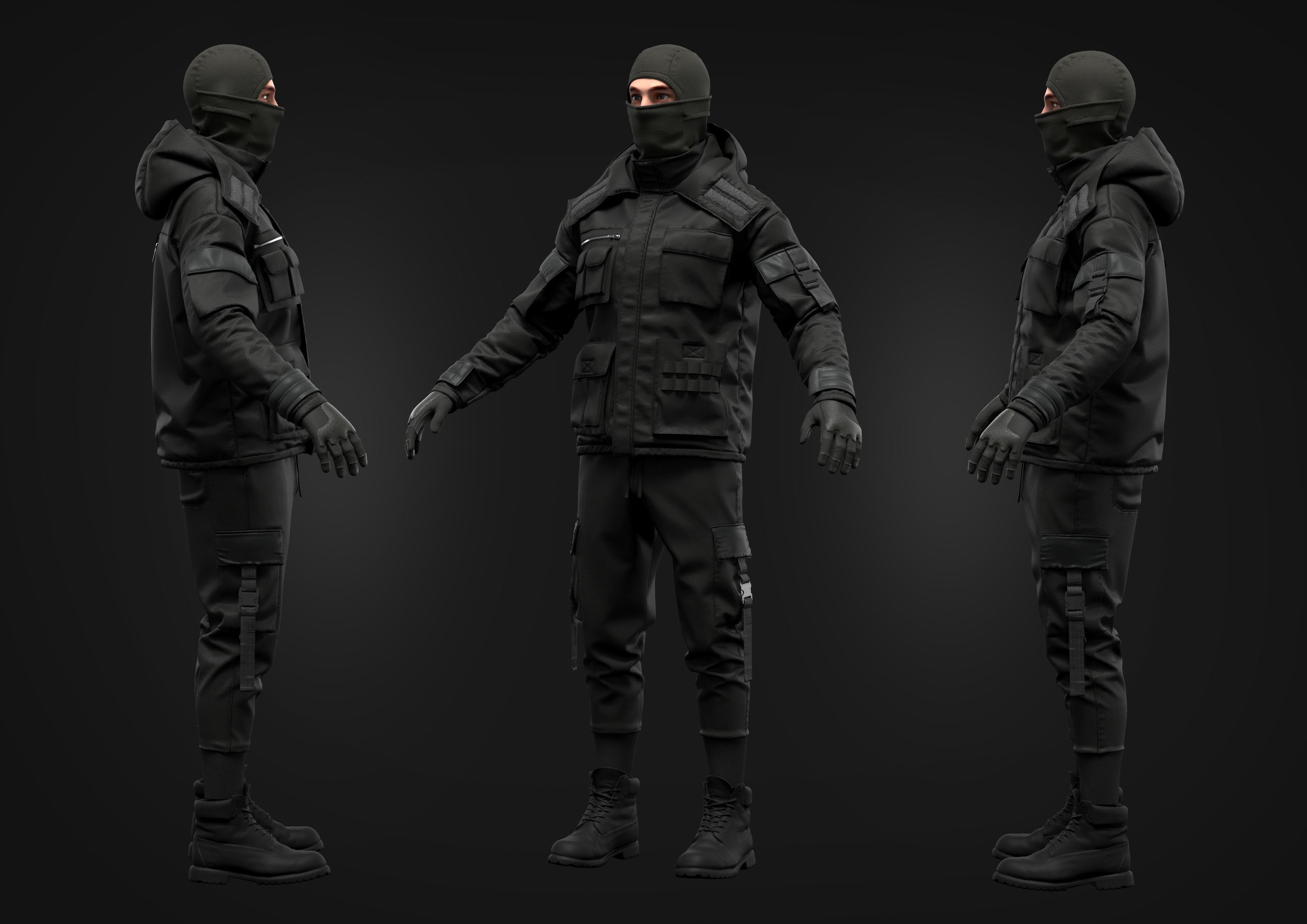 Tactical Uniform for men 3D model_1