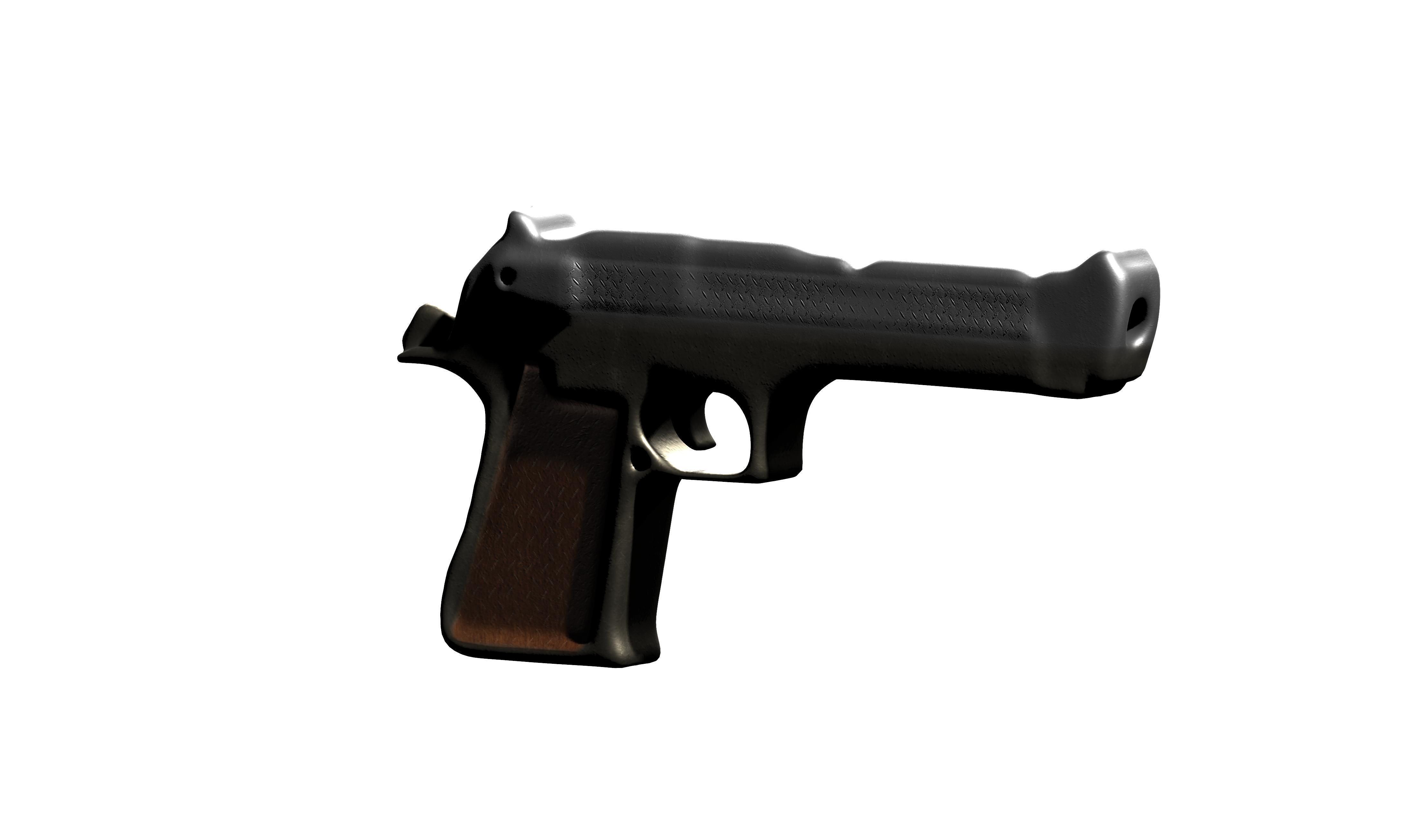 Basic Pistol Gun Sculpt Model Low-poly 3D model_1