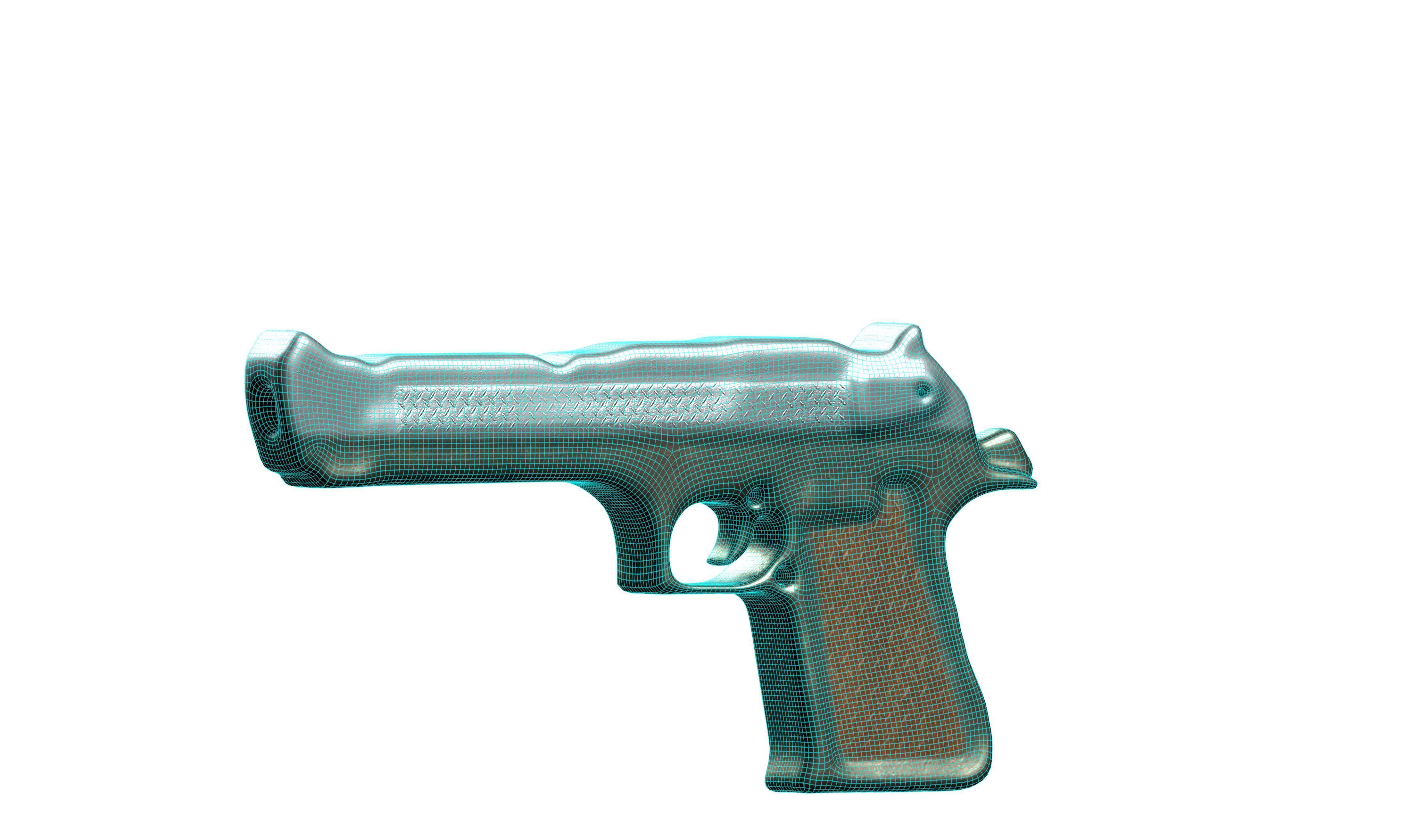 Basic Pistol Gun Sculpt Model Low-poly 3D model_5