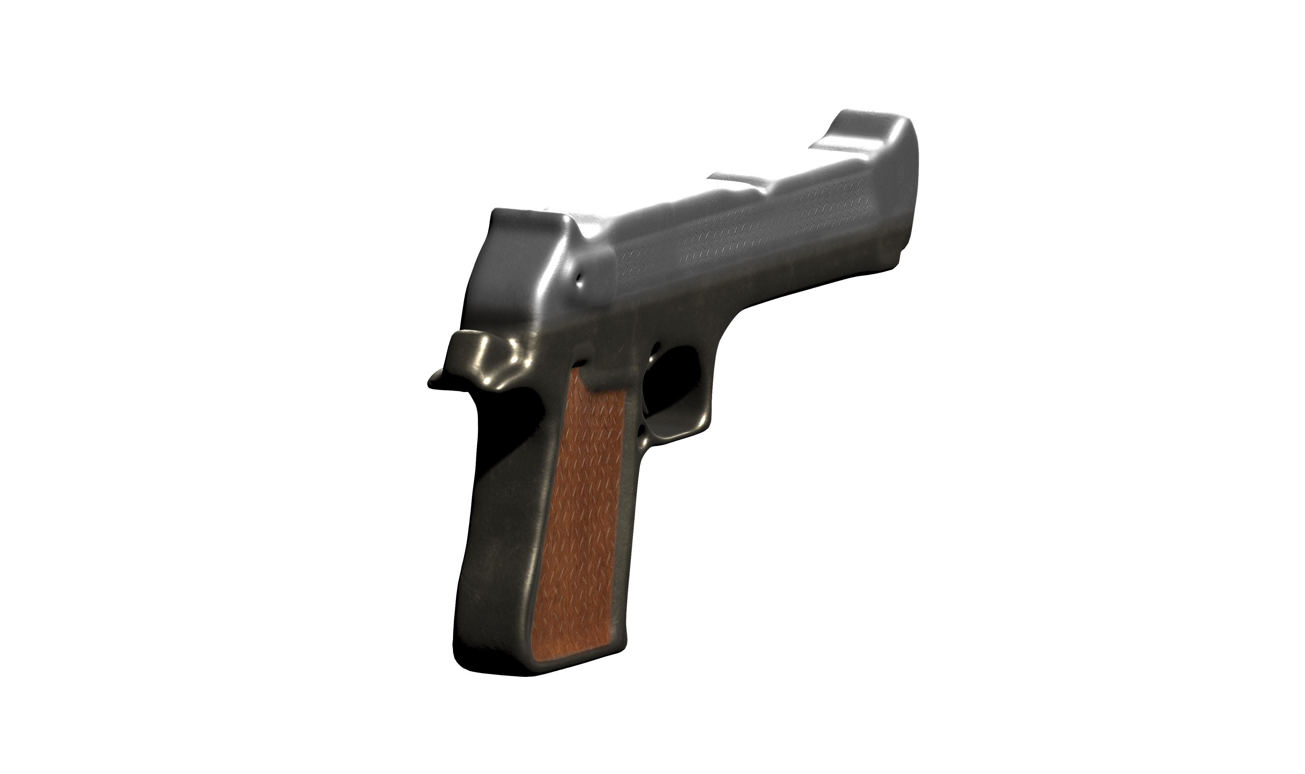 Basic Pistol Gun Sculpt Model Low-poly 3D model_2