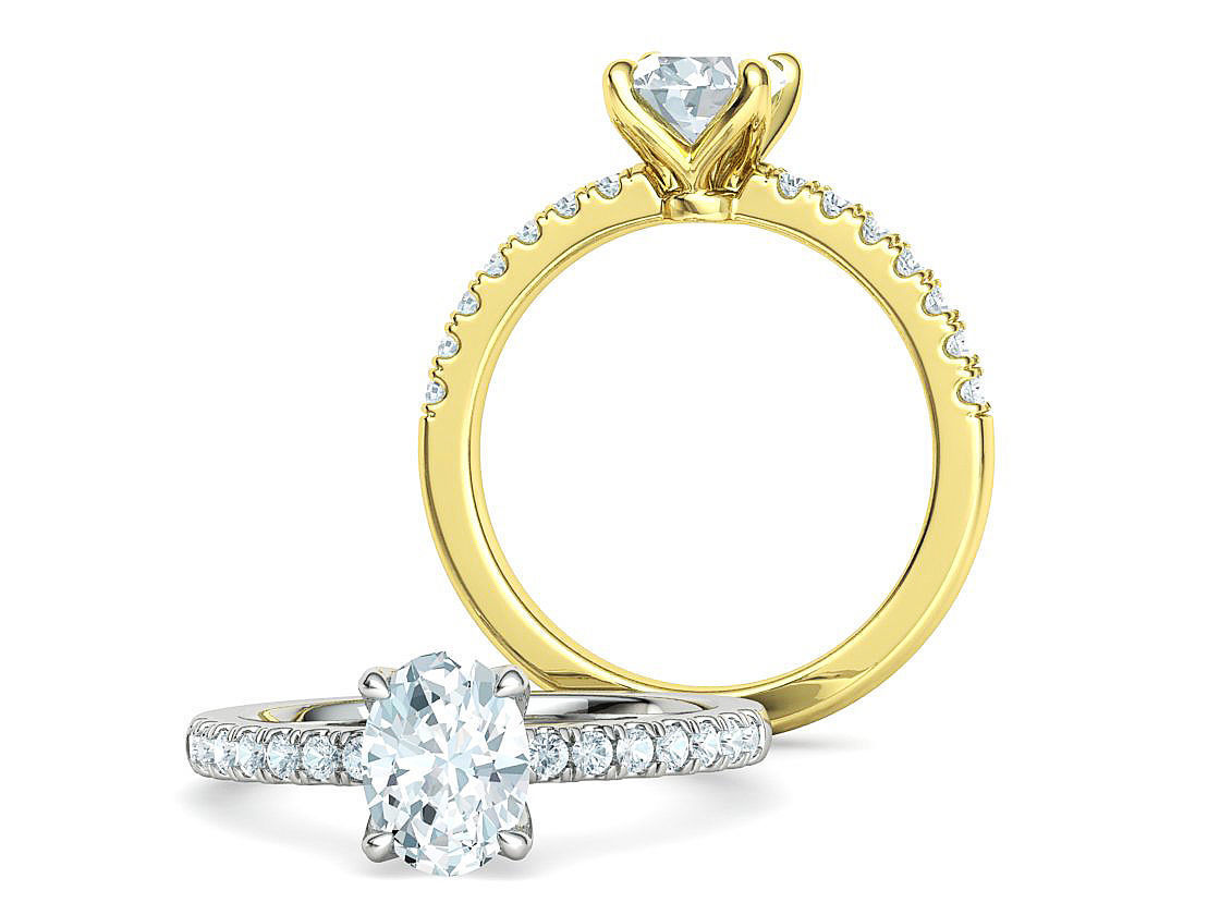 4 prong Solitaire Engagement Ring Collection Round Oval Gems  _10