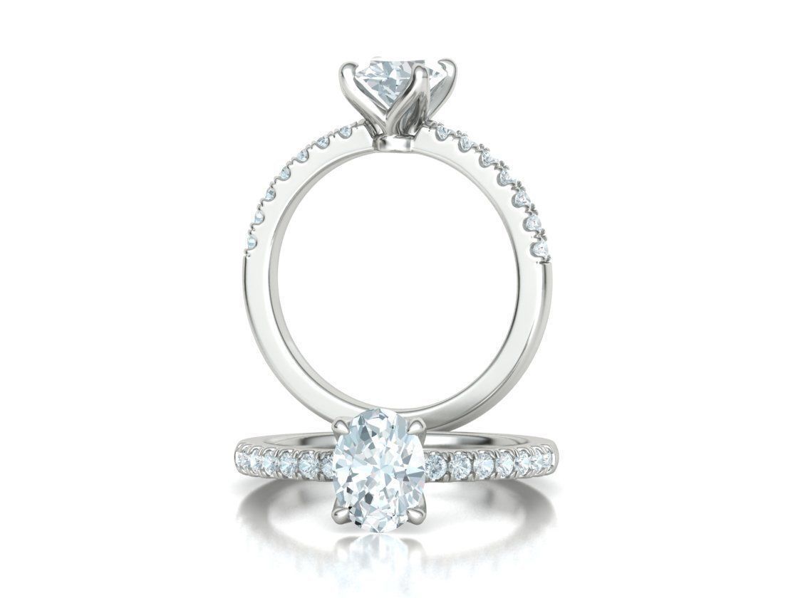 4 prong Solitaire Engagement Ring Collection Round Oval Gems  _45