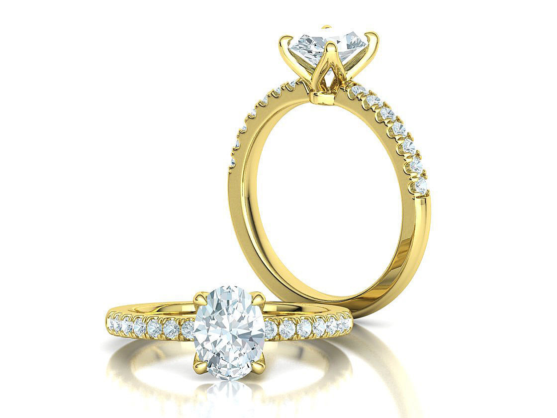 4 prong Solitaire Engagement Ring Collection Round Oval Gems  _12