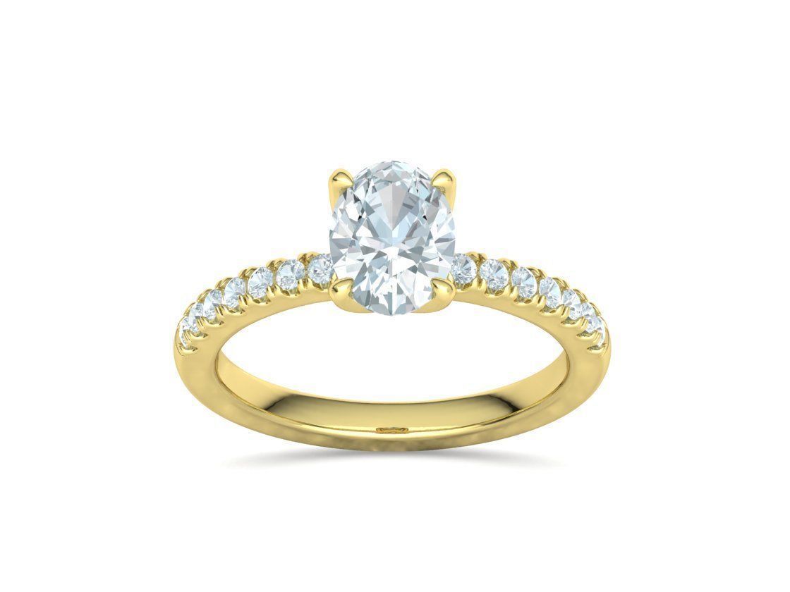 4 prong Solitaire Engagement Ring Collection Round Oval Gems  _17