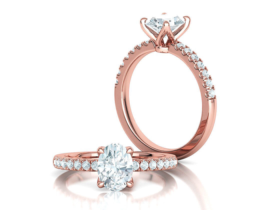 4 prong Solitaire Engagement Ring Collection Round Oval Gems  _11