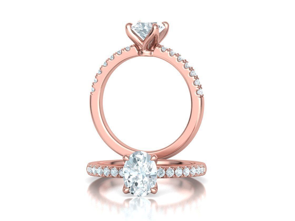 4 prong Solitaire Engagement Ring Collection Round Oval Gems  _41