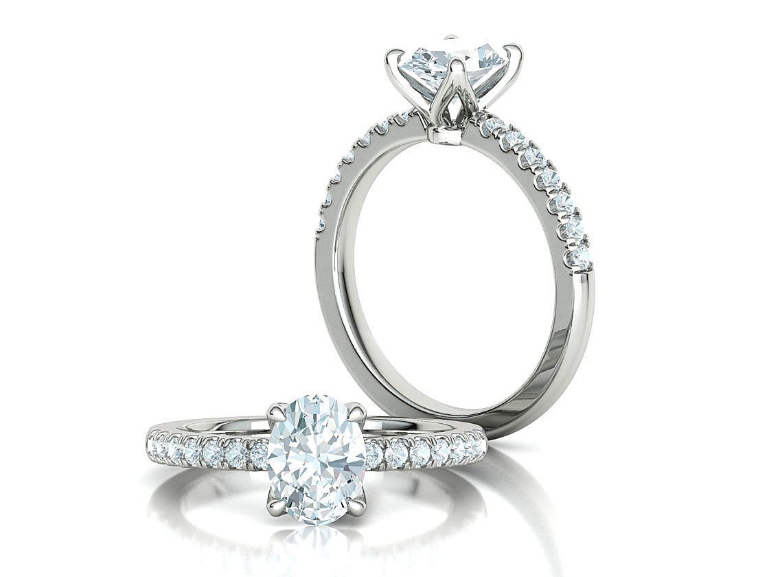 4 prong Solitaire Engagement Ring Collection Round Oval Gems  _13