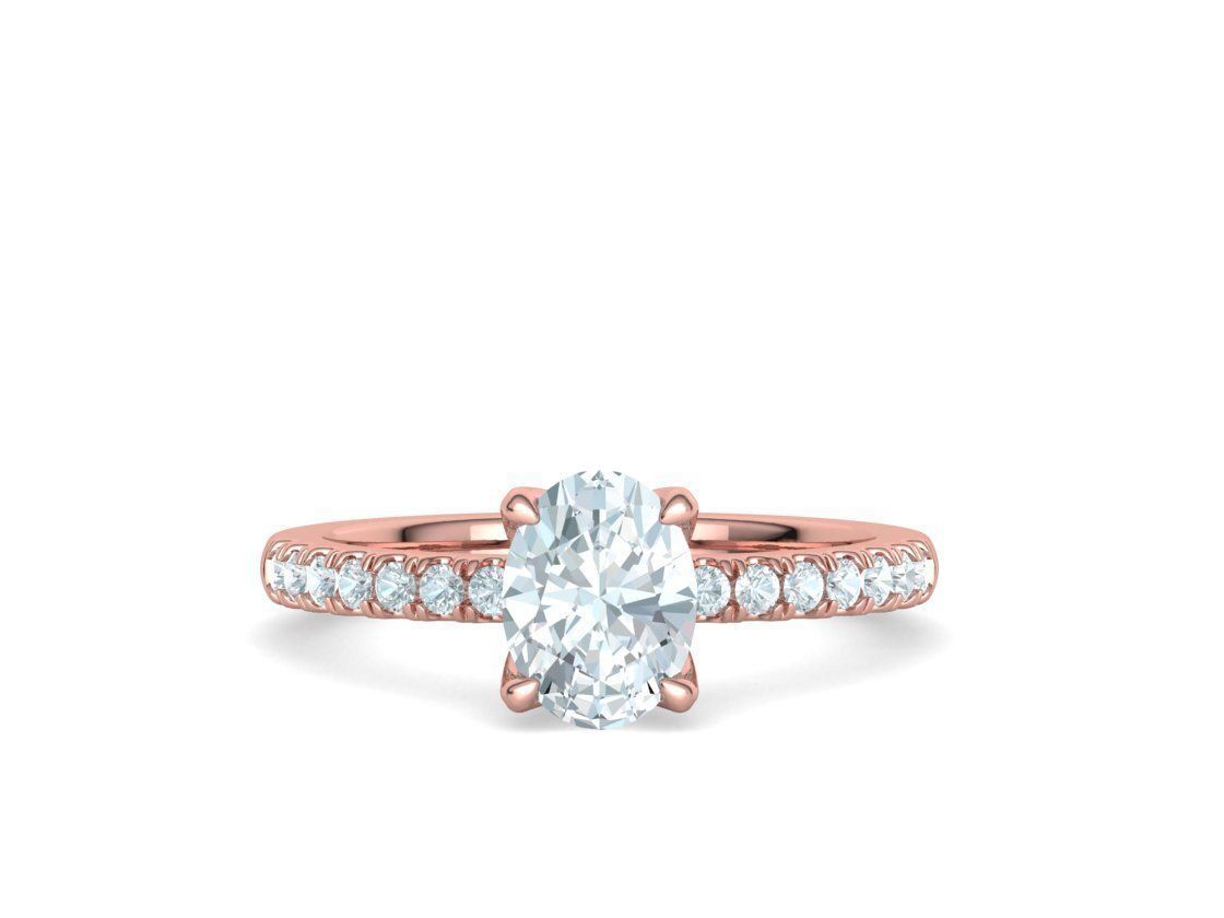 4 prong Solitaire Engagement Ring Collection Round Oval Gems  _14