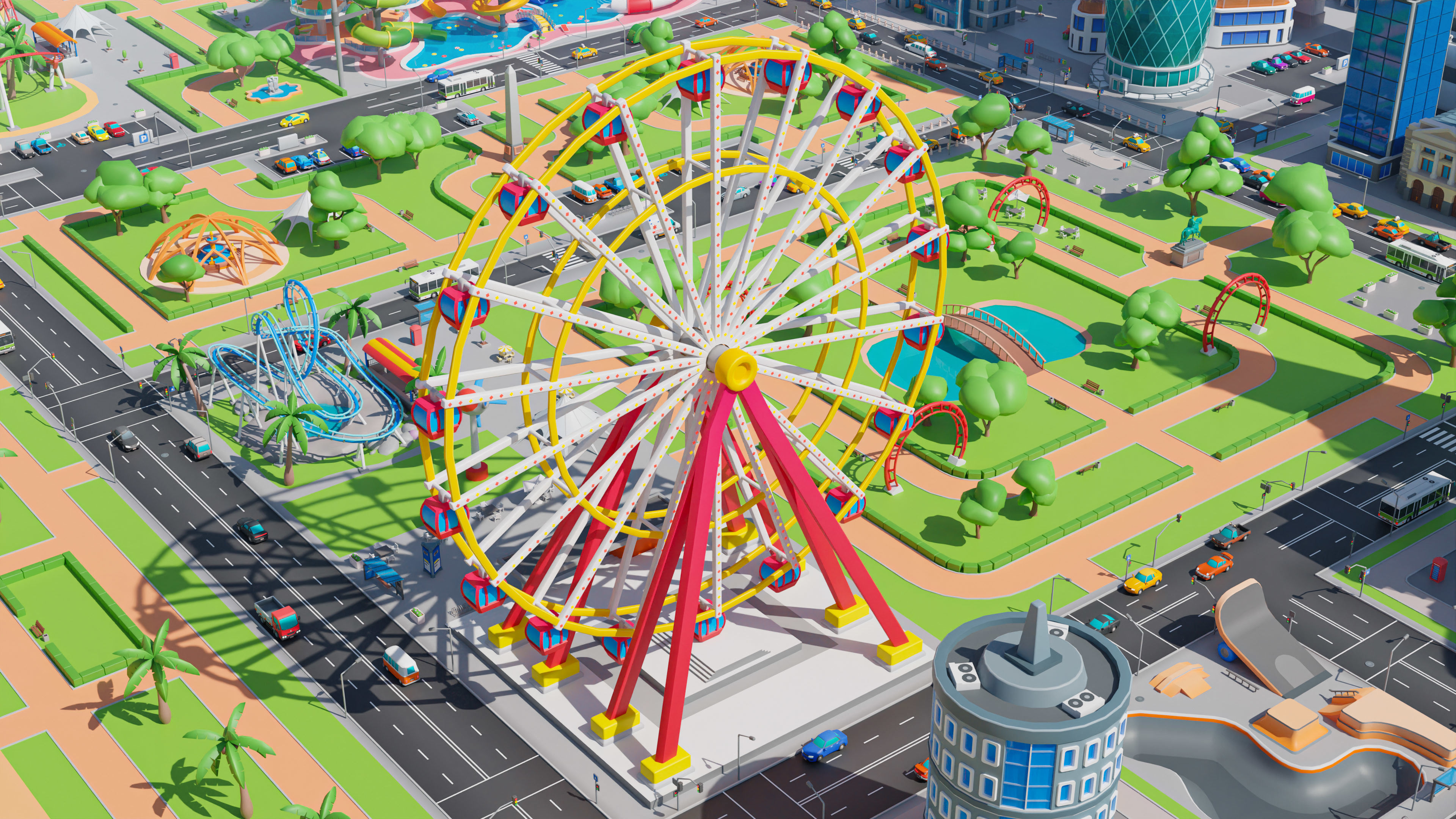 Megacity Low-poly 3D model_24