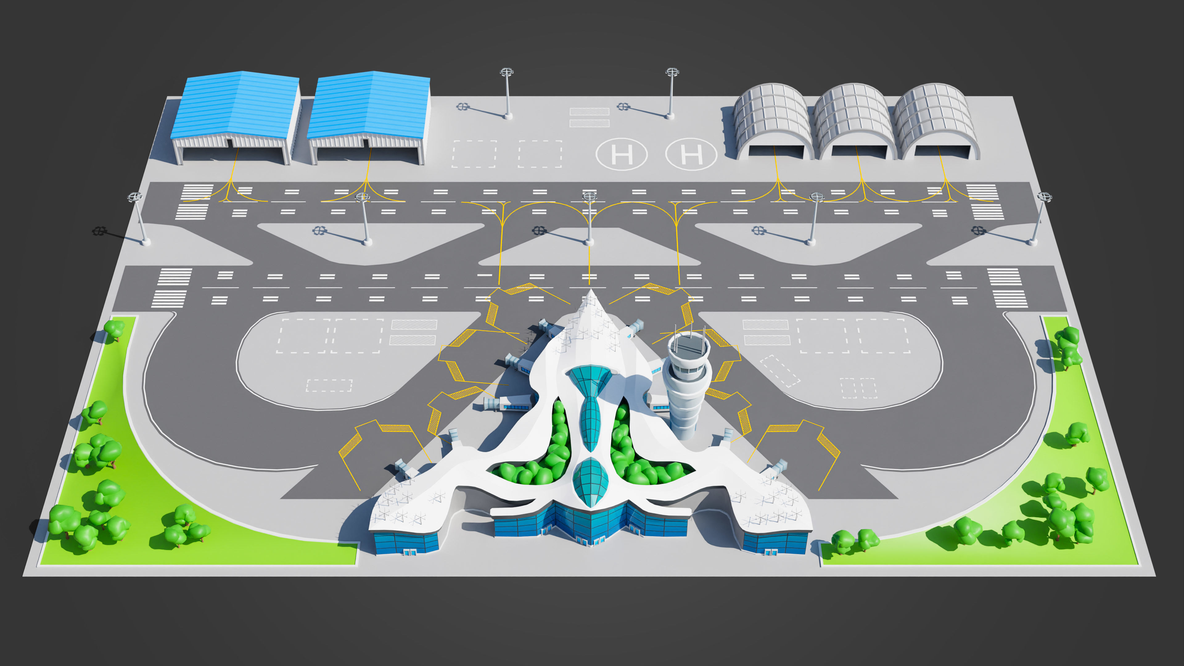 Megacity Low-poly 3D model_56