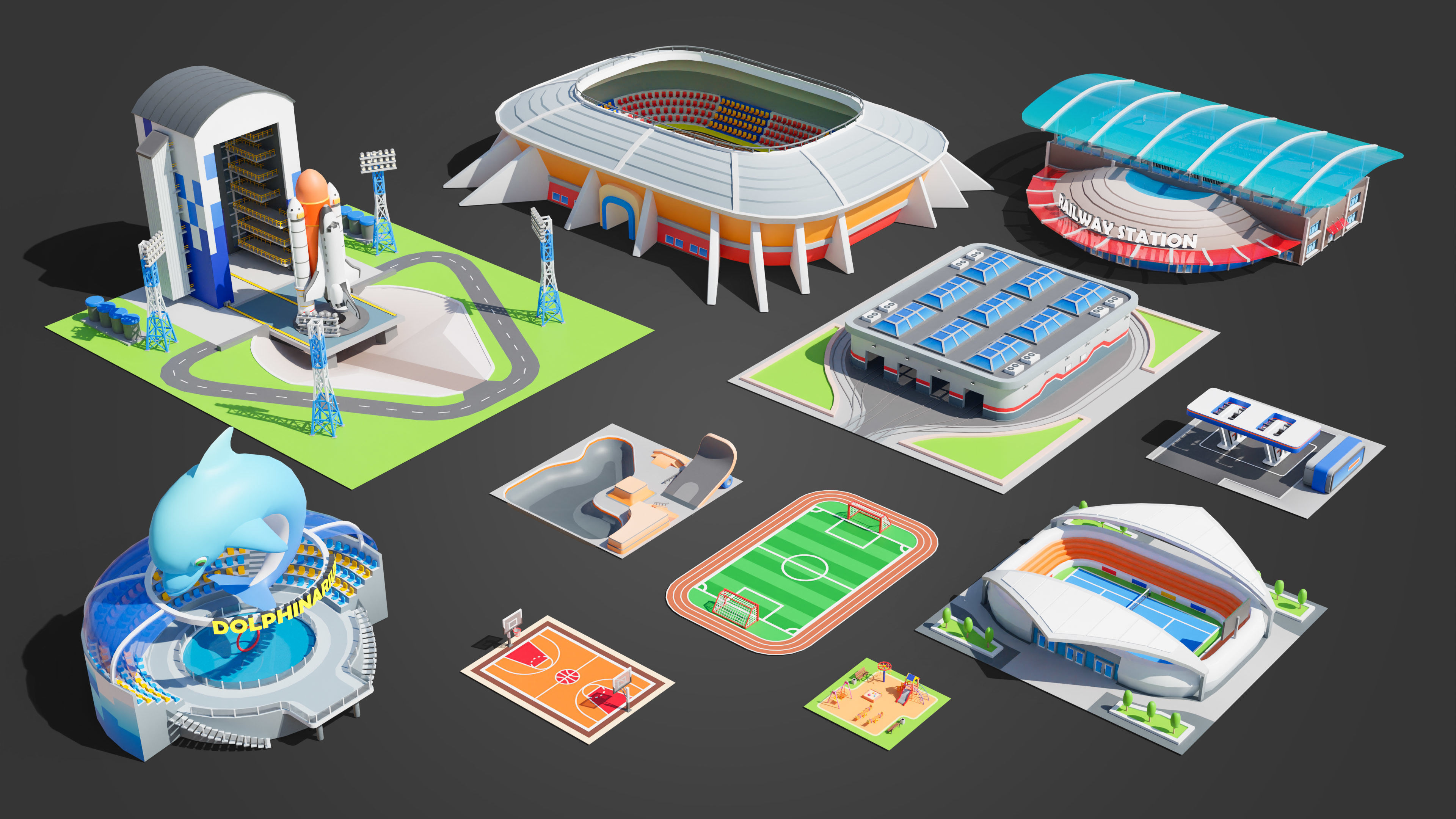 Megacity Low-poly 3D model_54