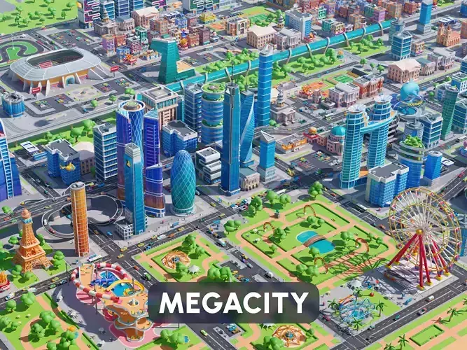 Megacity Low-poly 3D model