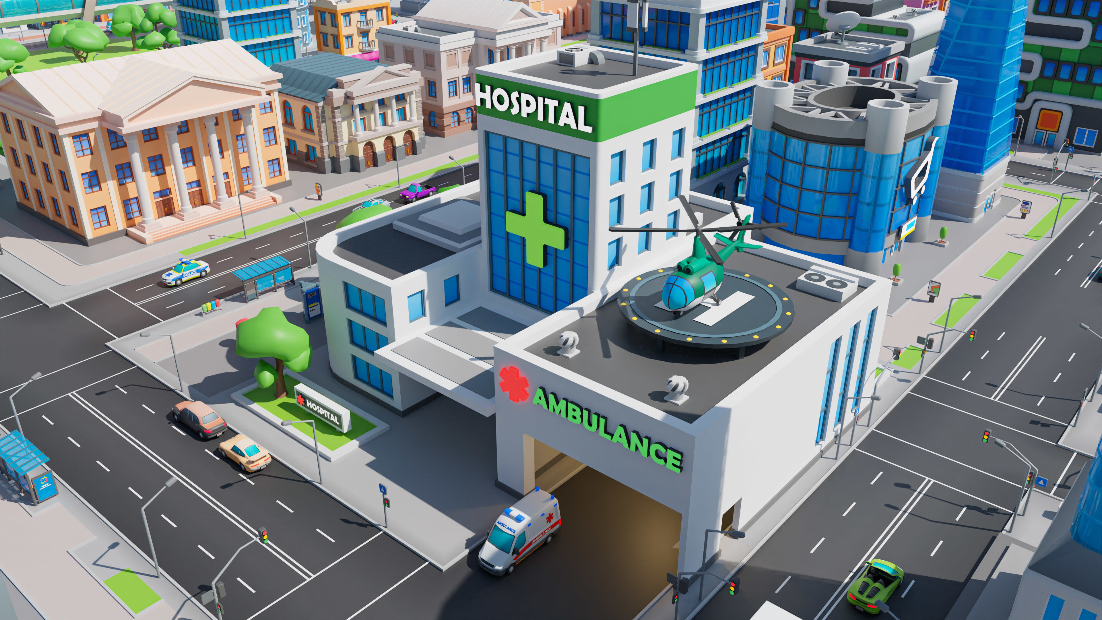 Megacity Low-poly 3D model_32