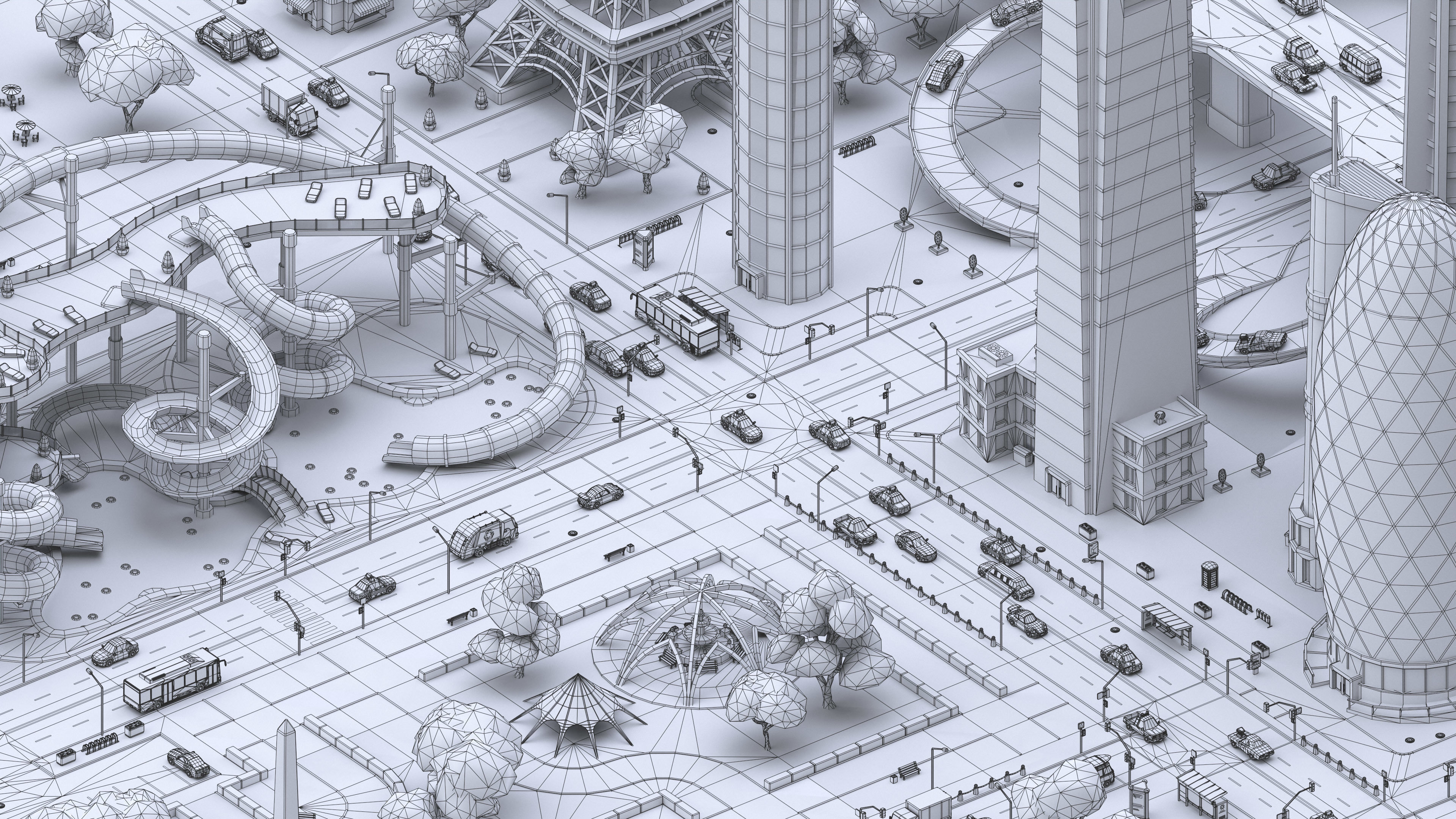 Megacity Low-poly 3D model_63