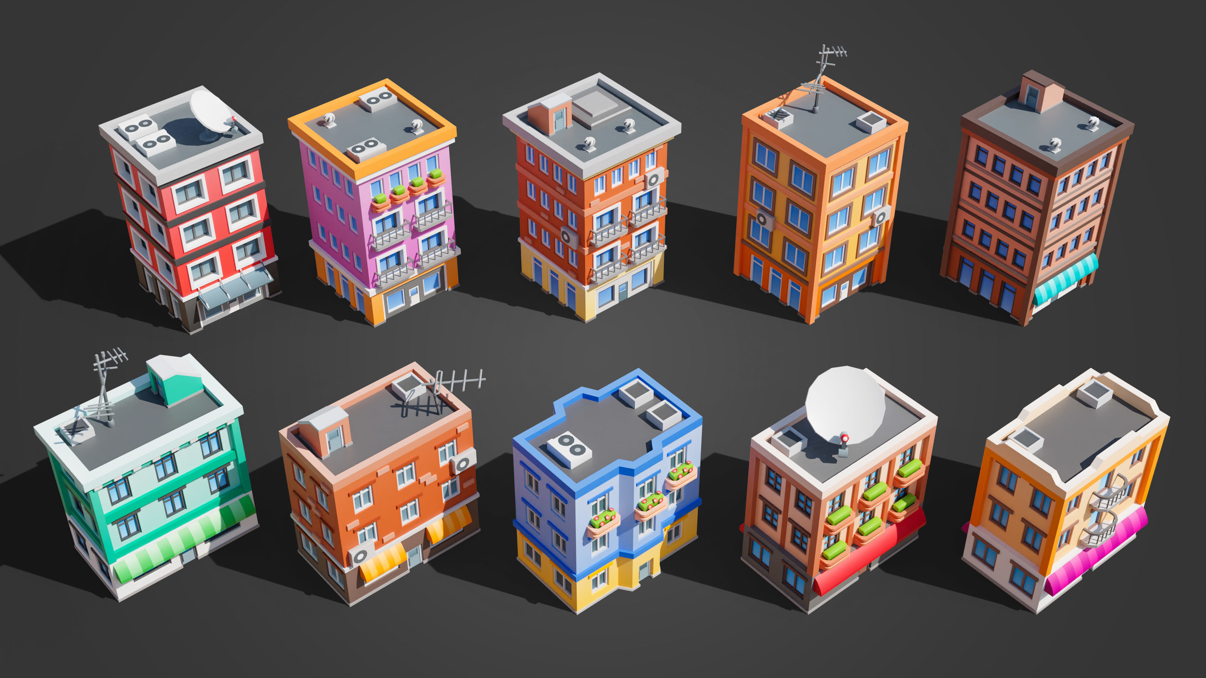 Megacity Low-poly 3D model_49