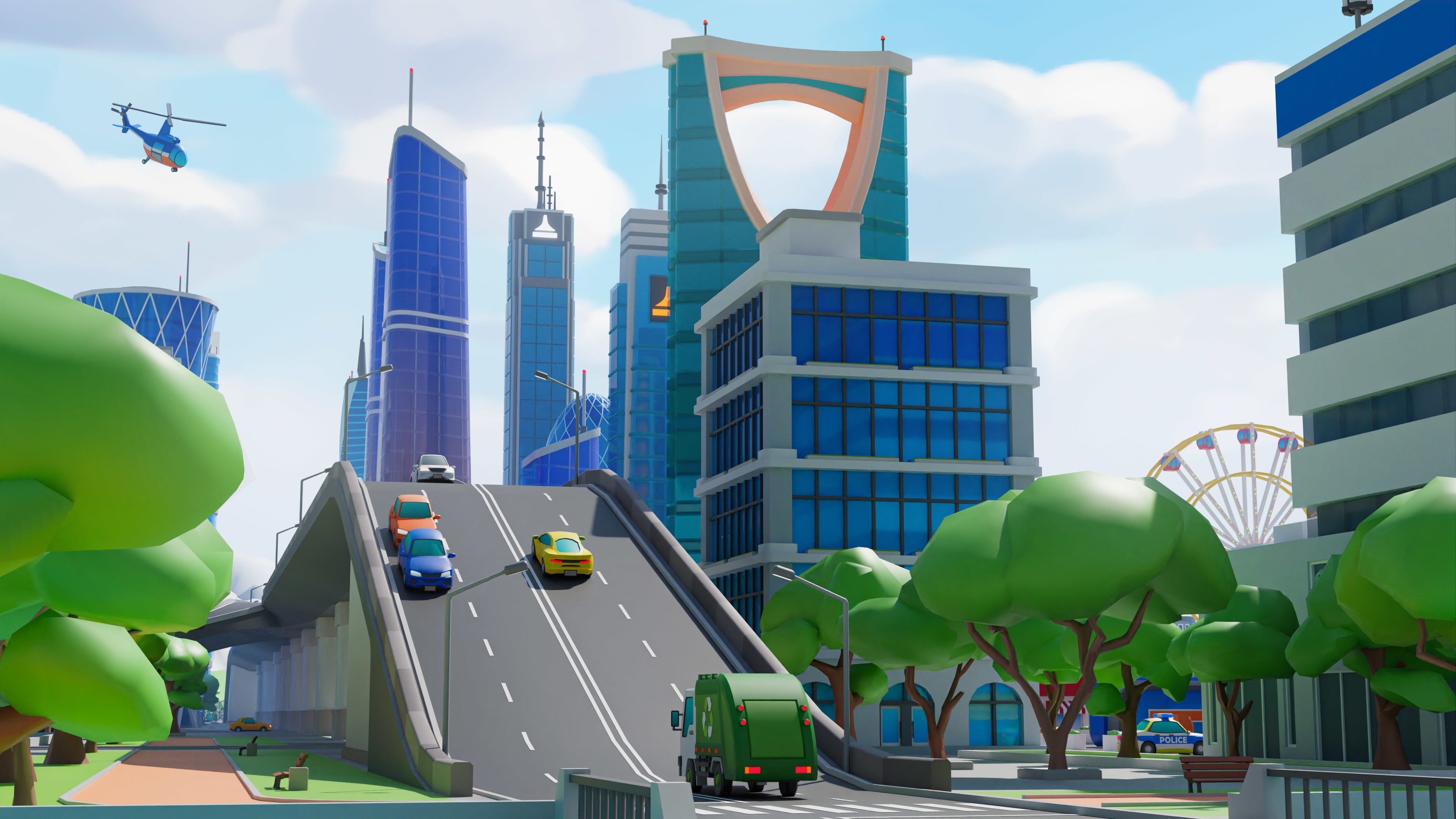 Megacity Low-poly 3D model_34