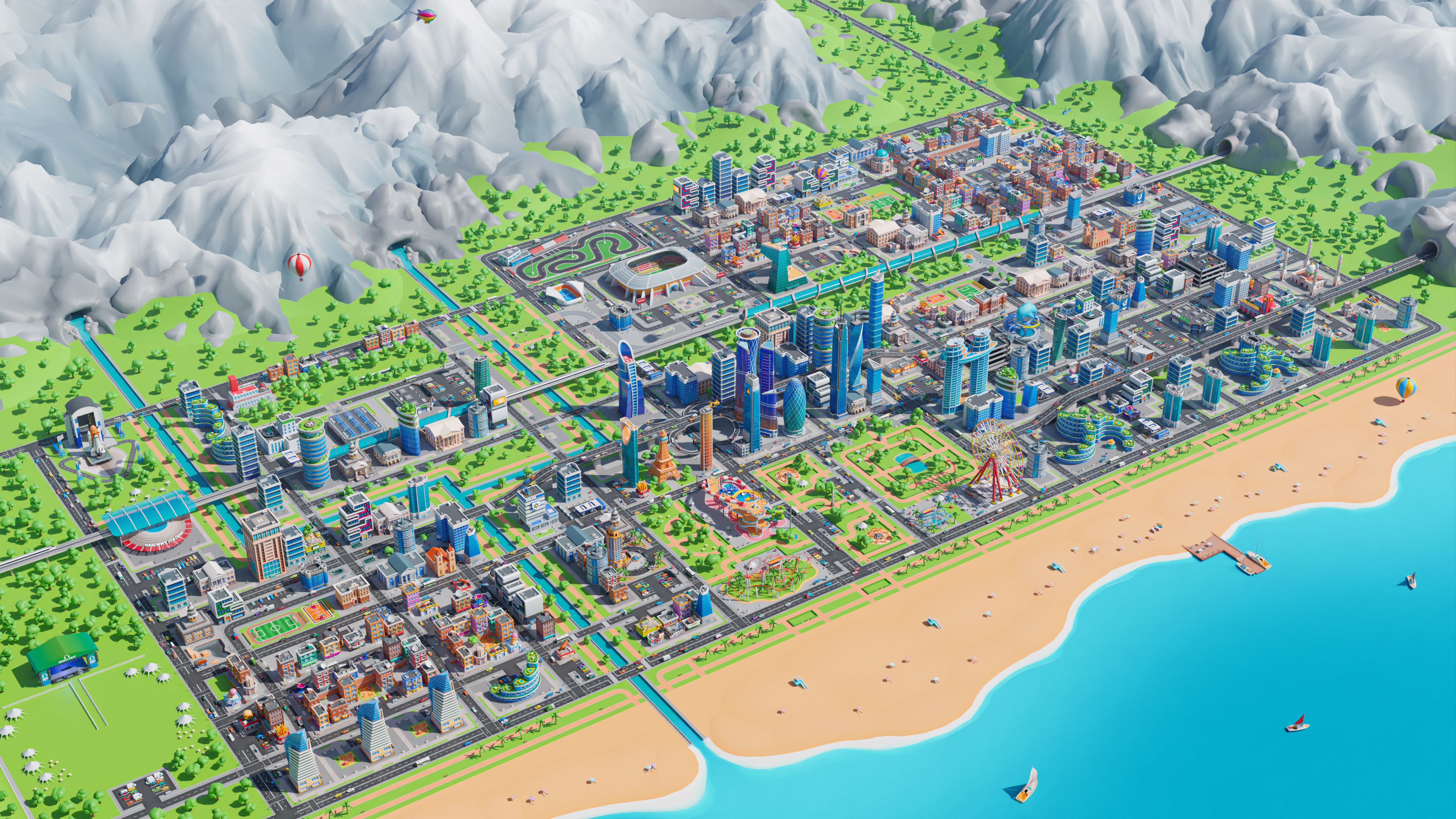 Megacity Low-poly 3D model_6