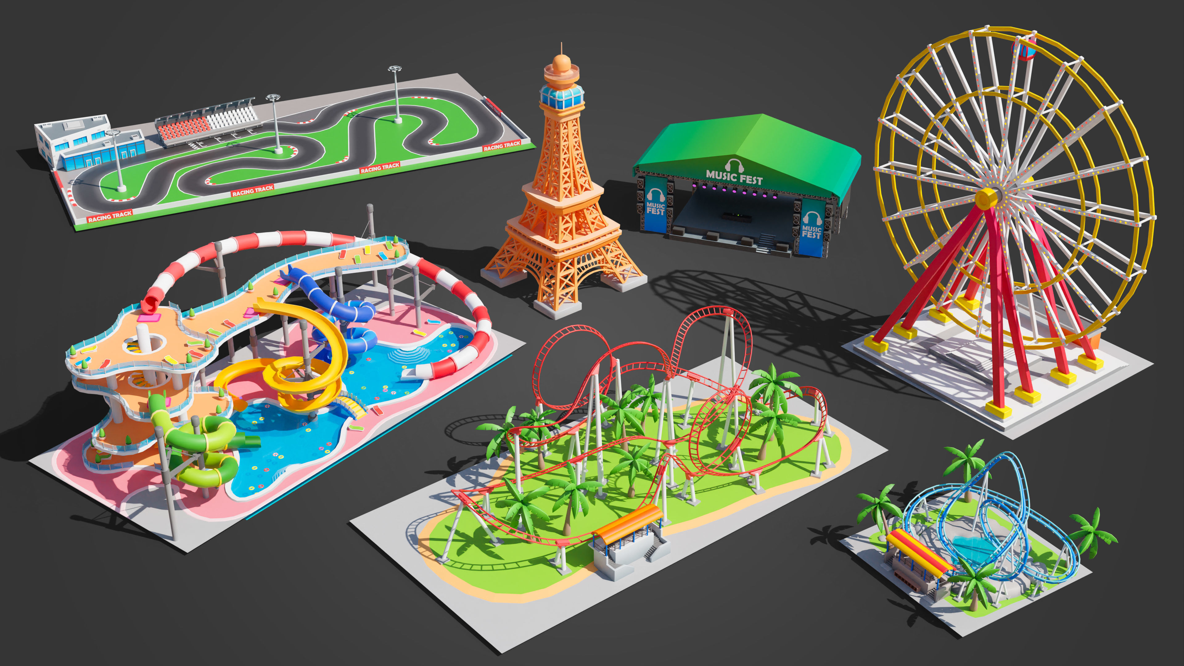 Megacity Low-poly 3D model_55