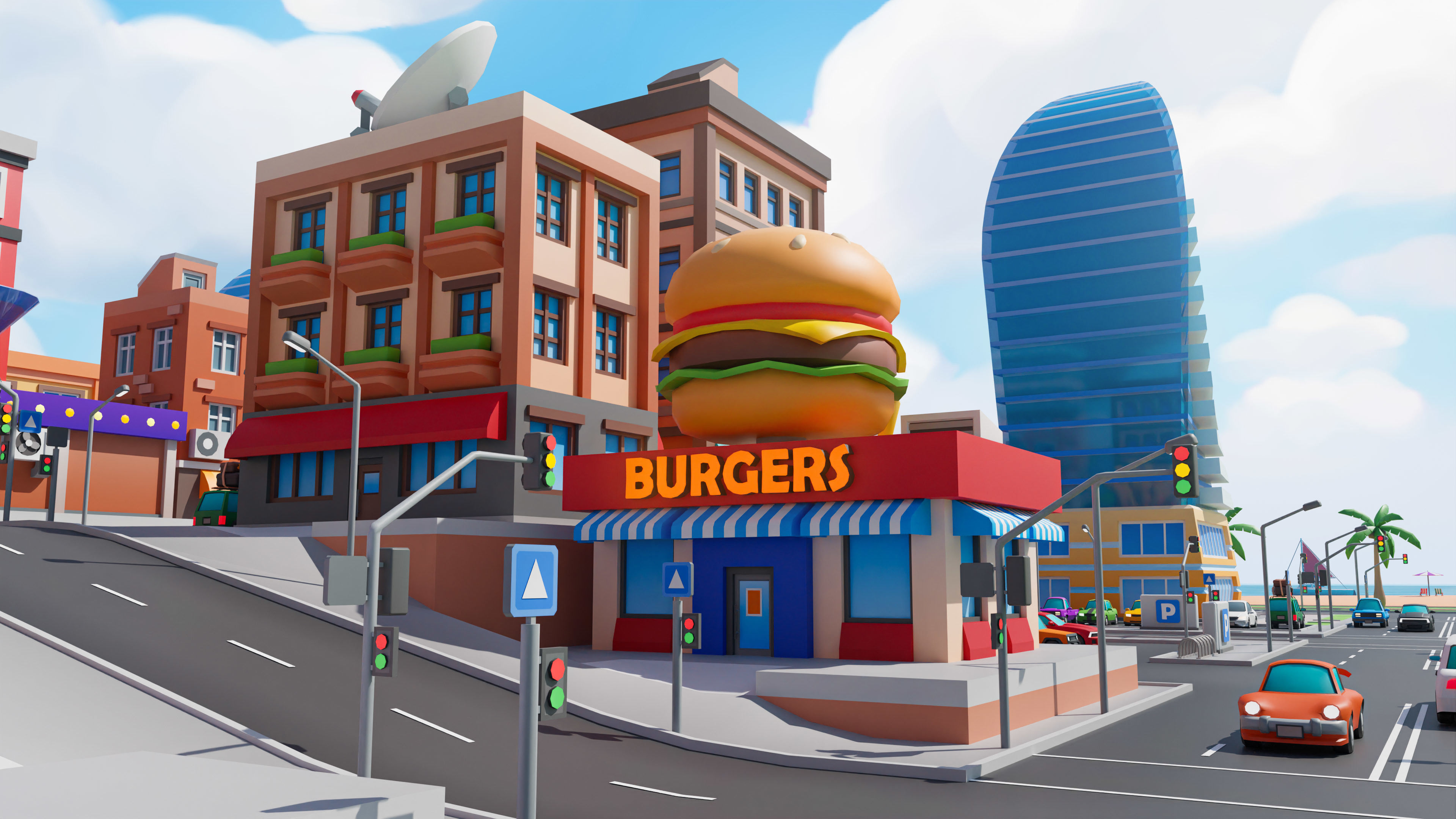 Megacity Low-poly 3D model_37