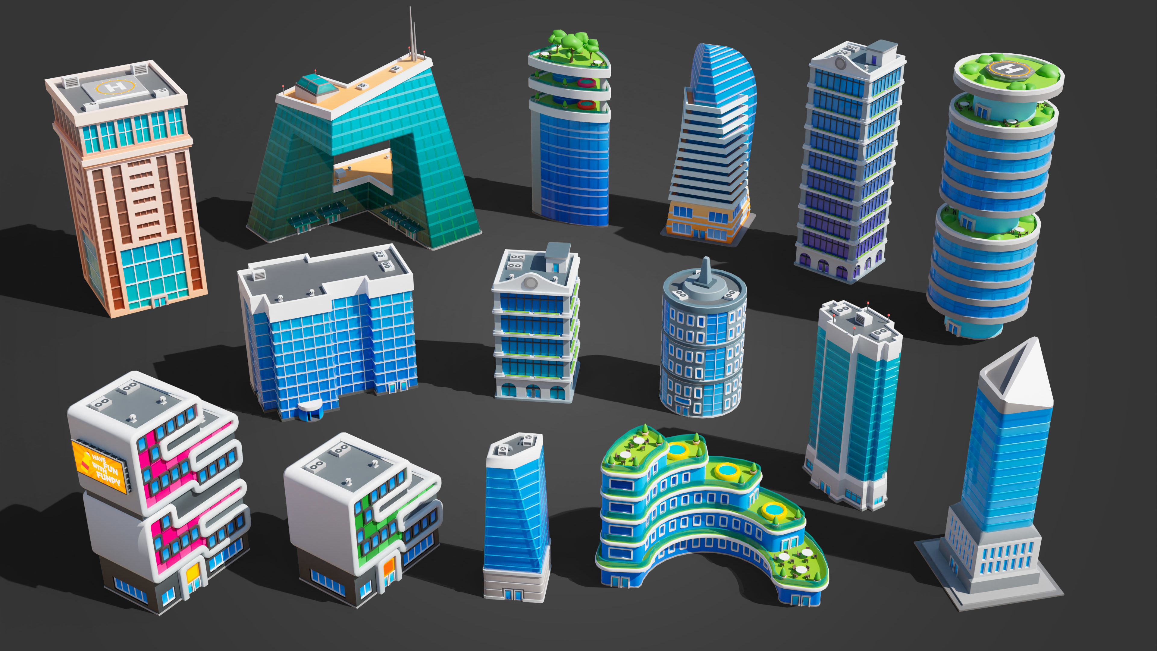 Megacity Low-poly 3D model_53