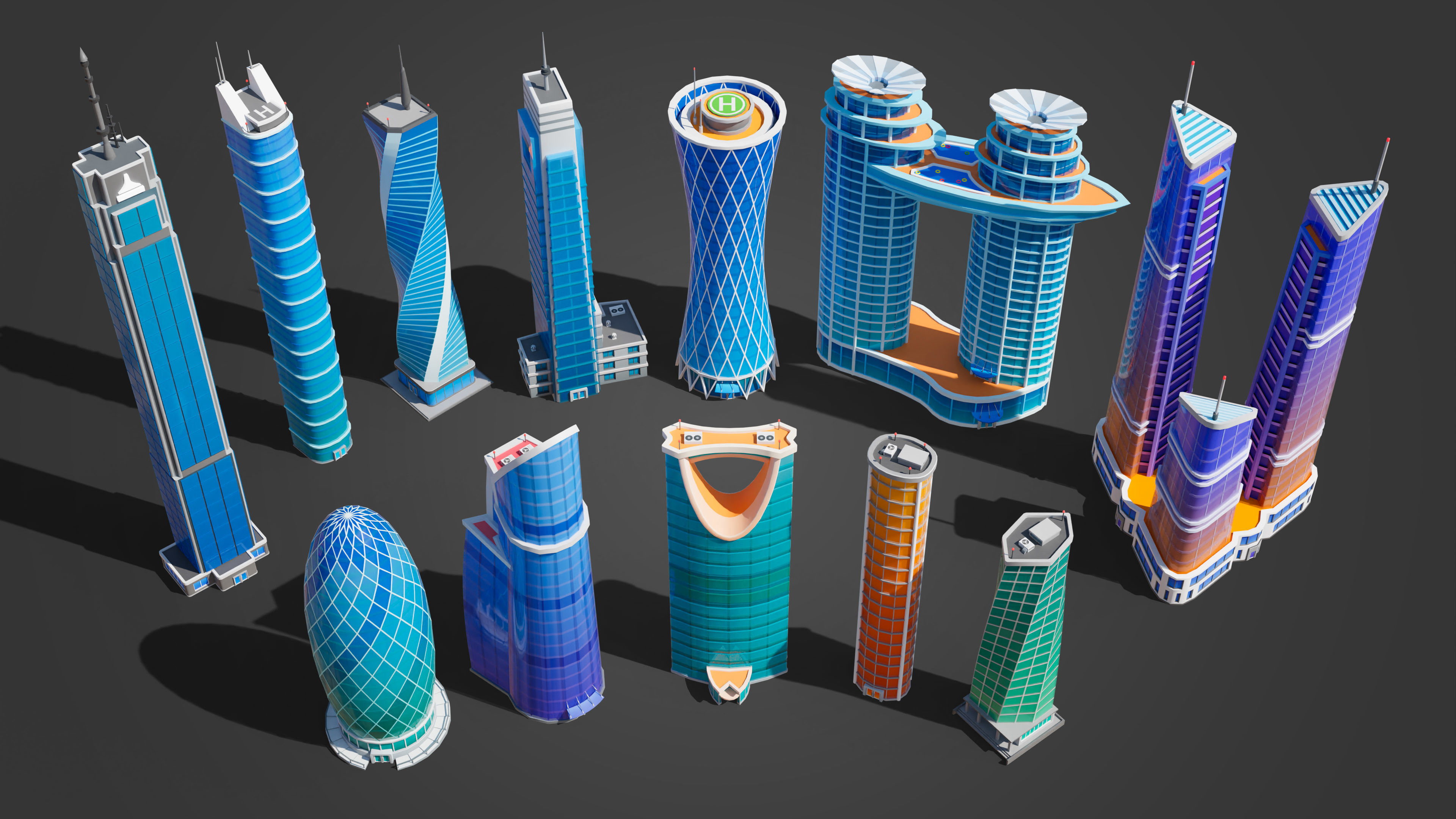 Megacity Low-poly 3D model_48