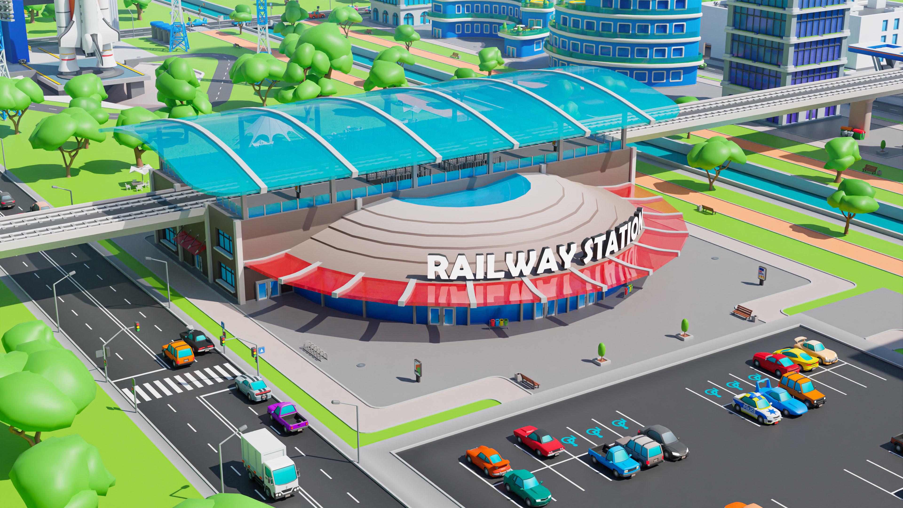 Megacity Low-poly 3D model_19