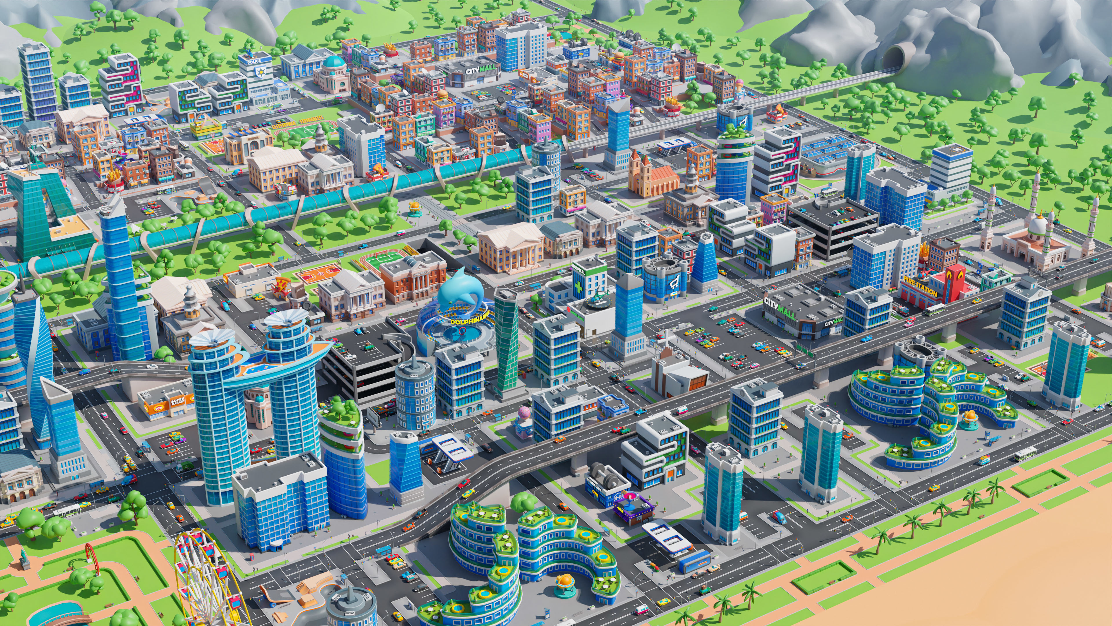 Megacity Low-poly 3D model_42