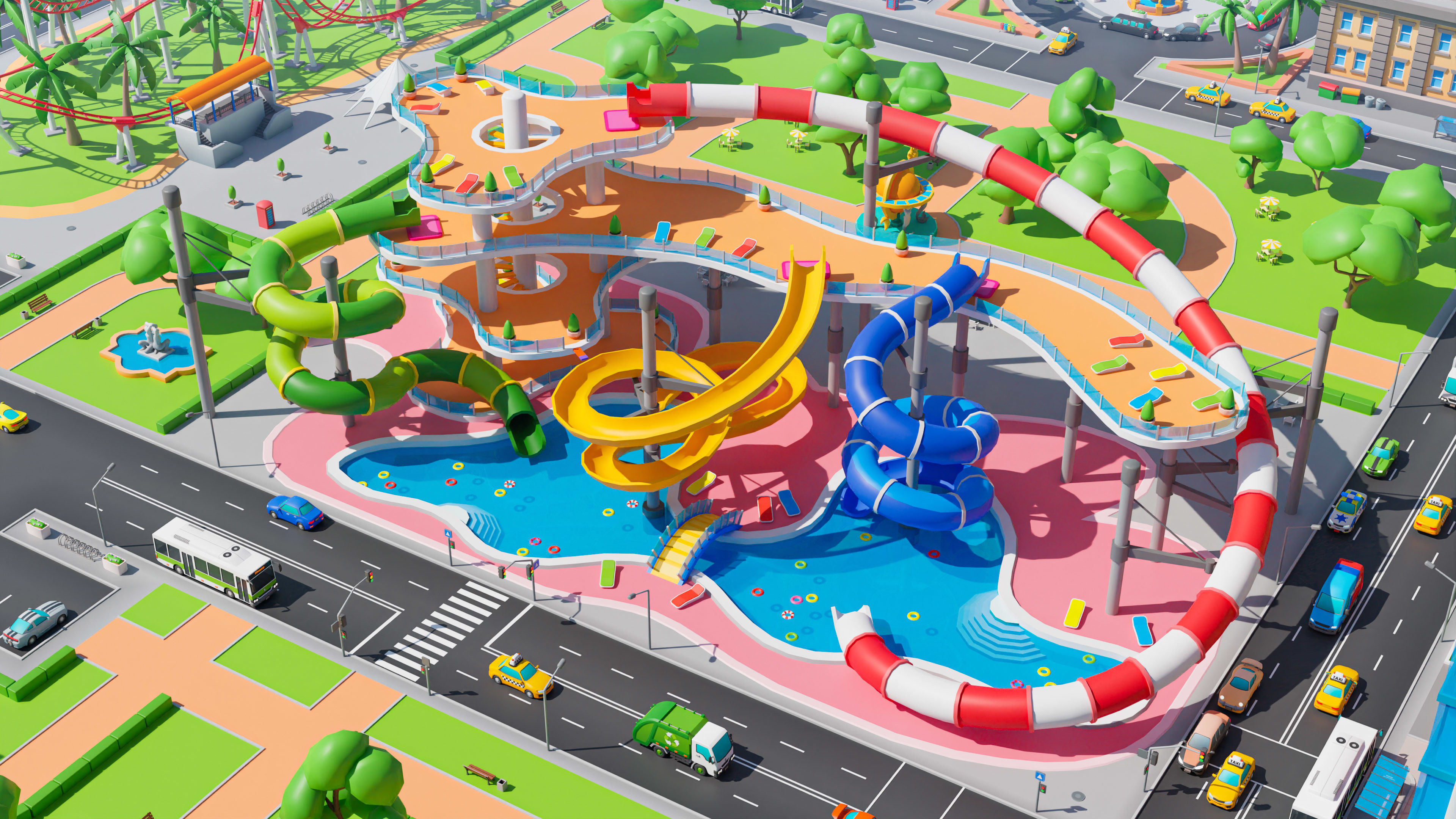 Megacity Low-poly 3D model_15