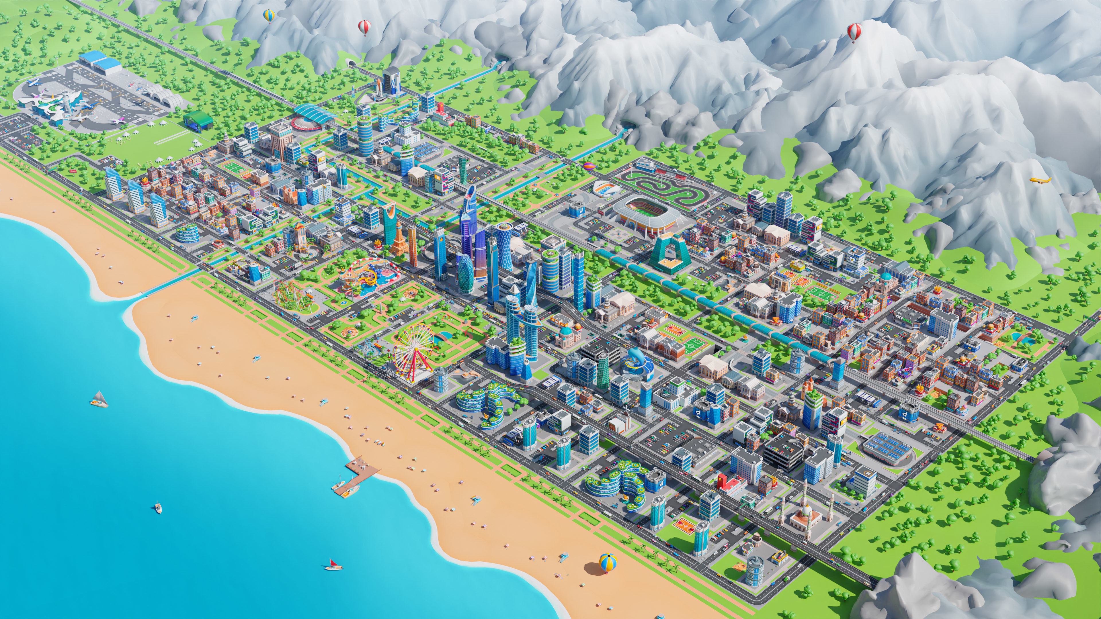 Megacity Low-poly 3D model_5