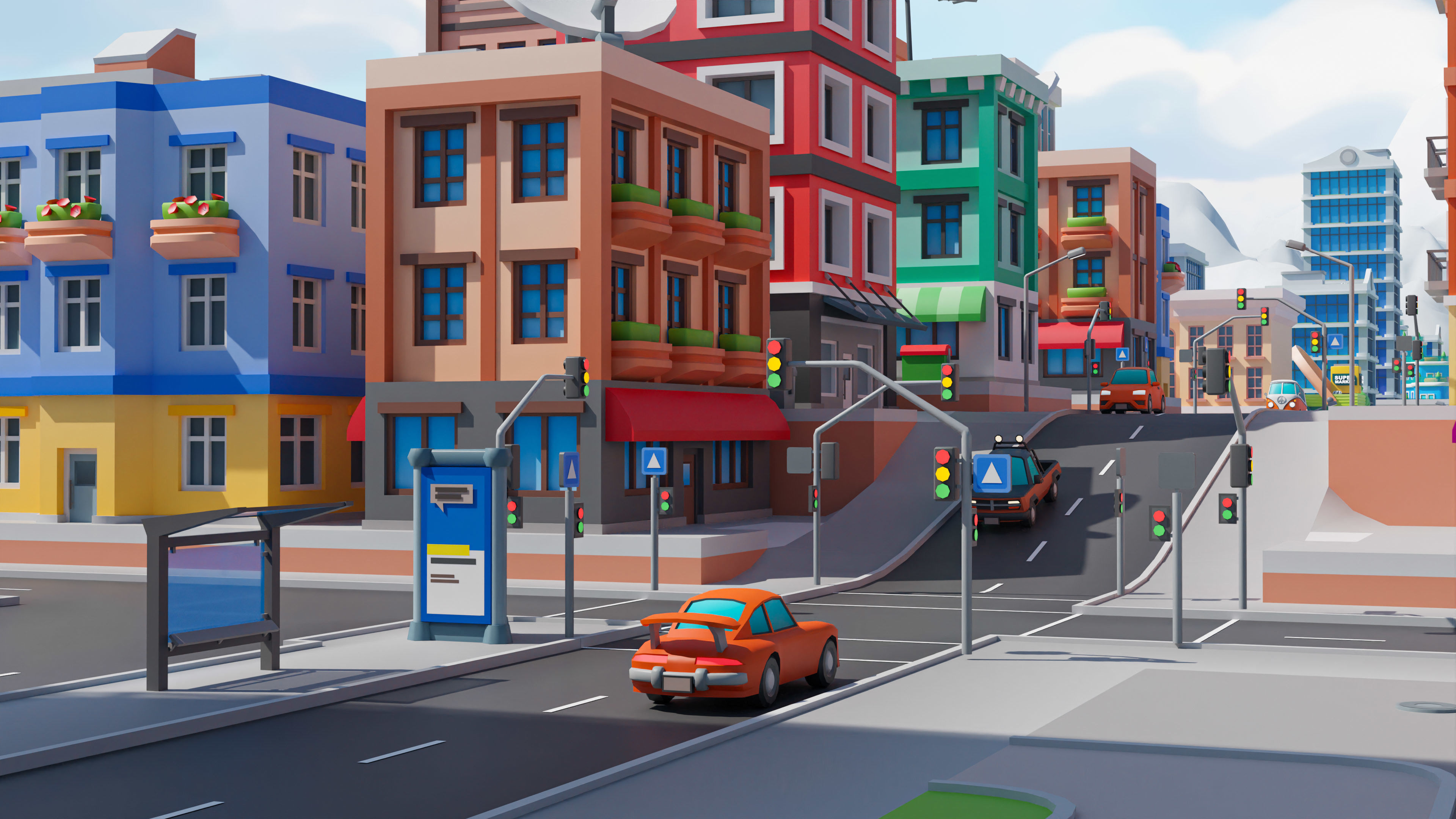 Megacity Low-poly 3D model_44