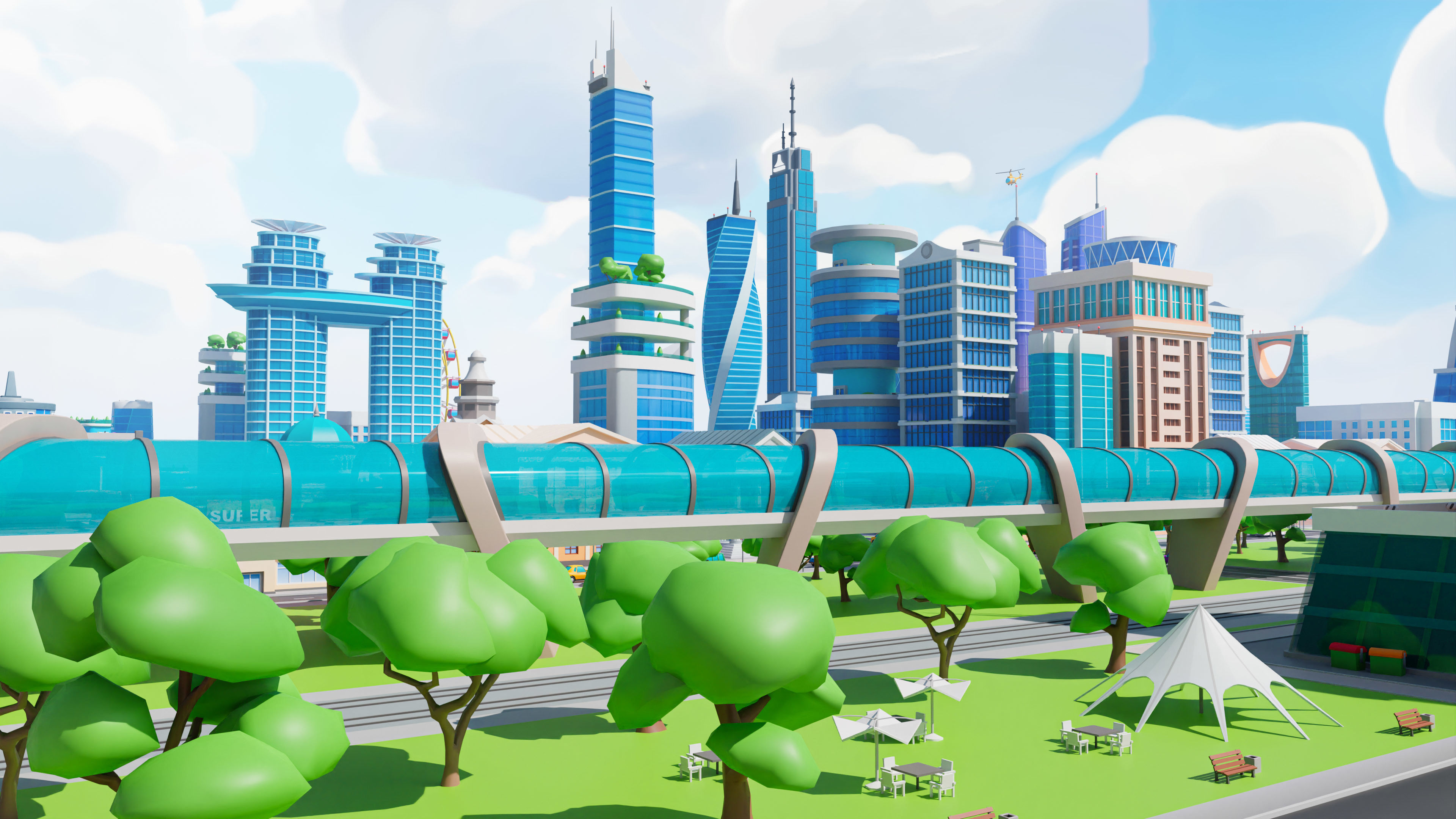 Megacity Low-poly 3D model_39