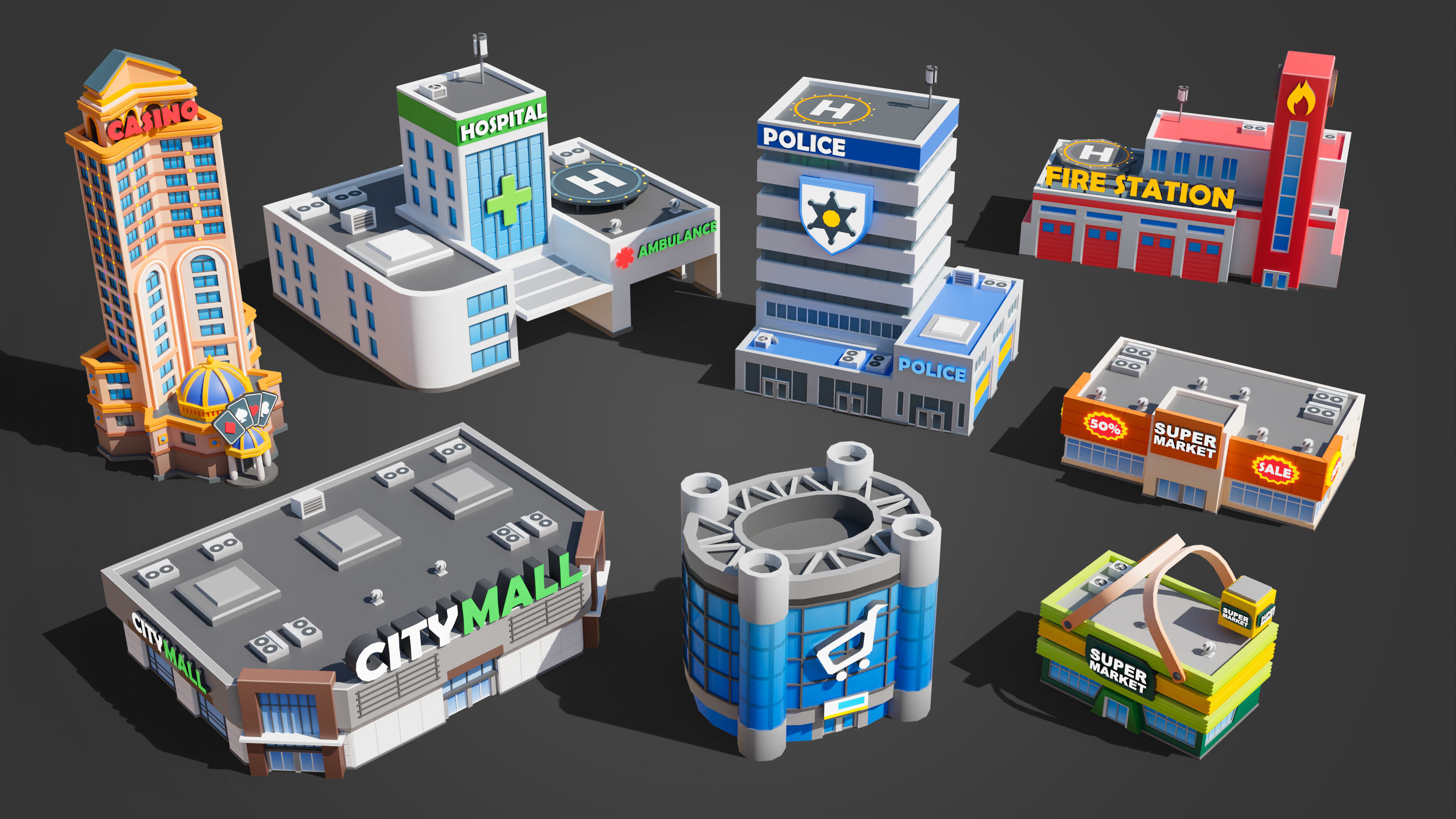 Megacity Low-poly 3D model_52