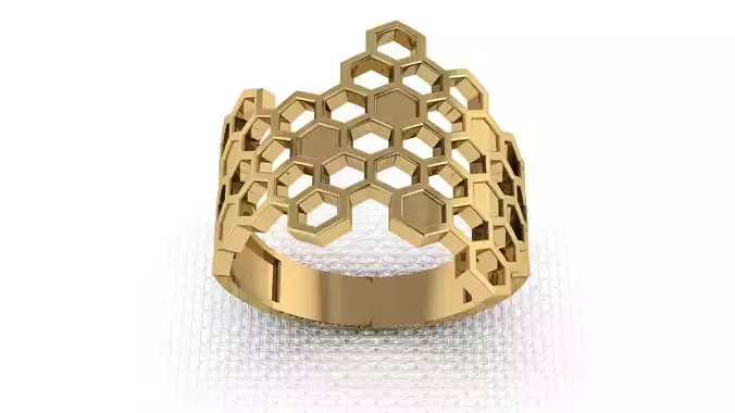 Golden ring based on honeycomb motifs