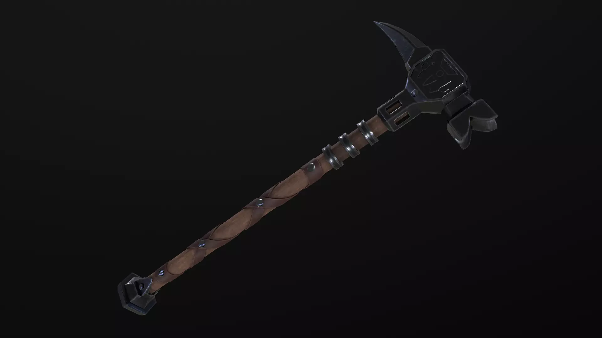 Medieval War Hammer PBR Low-poly 3D model_0