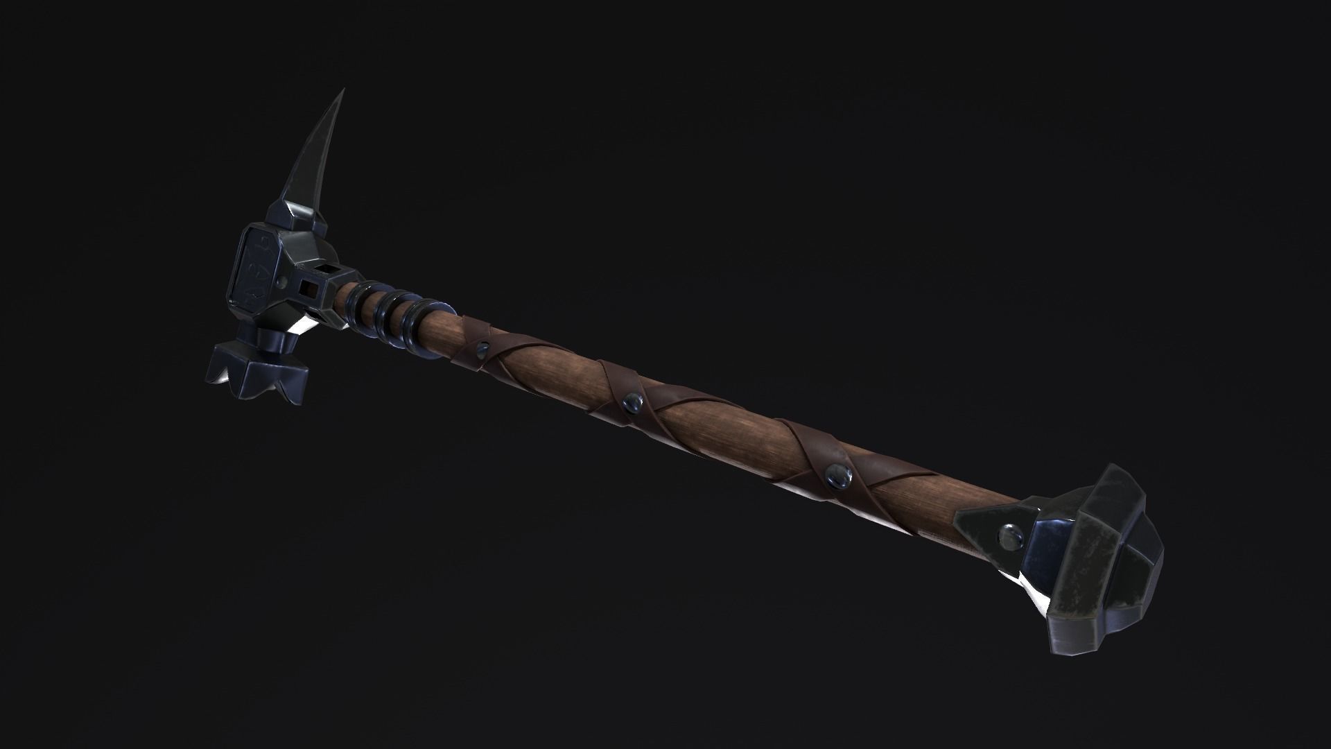 Medieval War Hammer PBR Low-poly 3D model_2