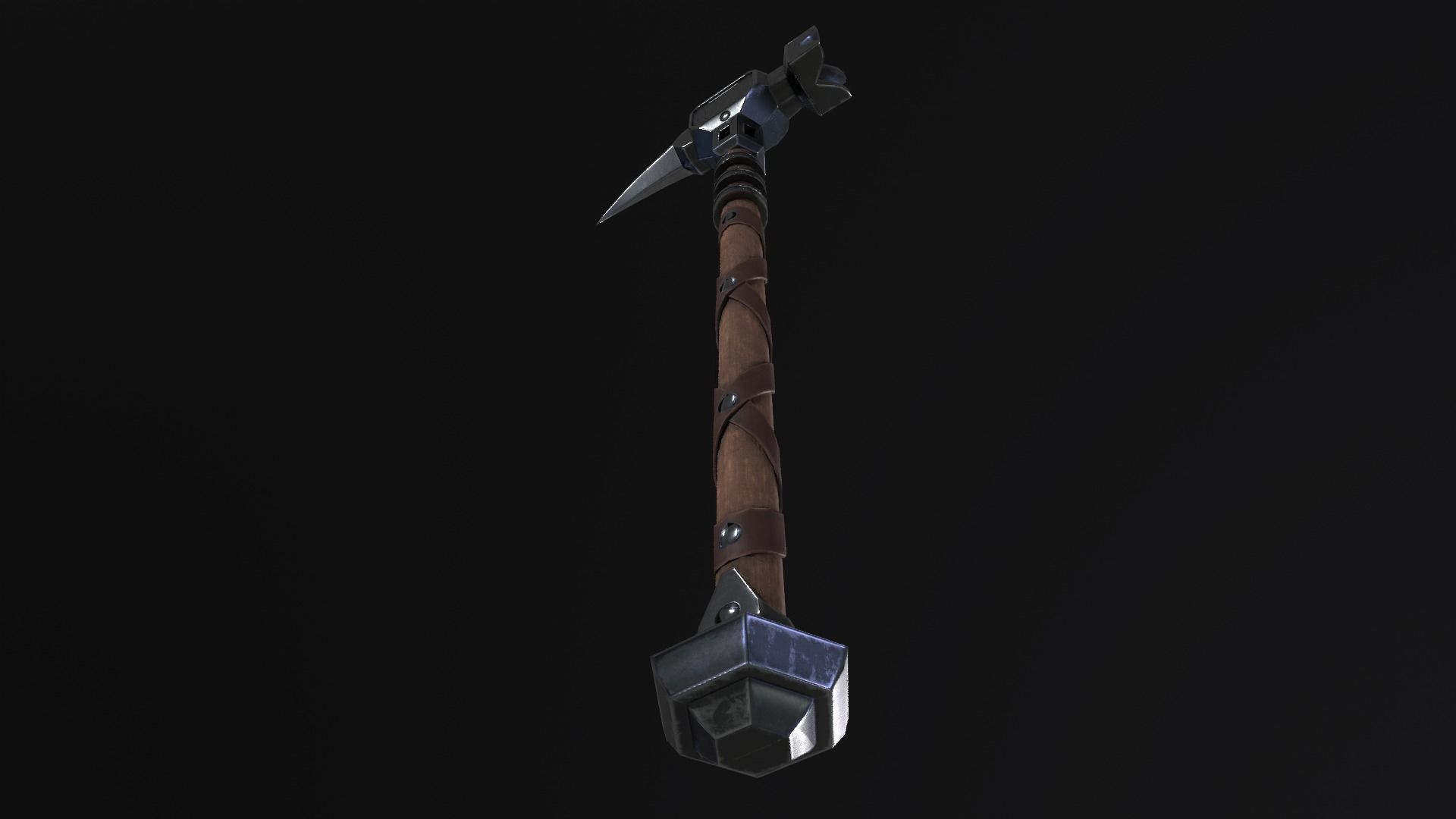 Medieval War Hammer PBR Low-poly 3D model_5