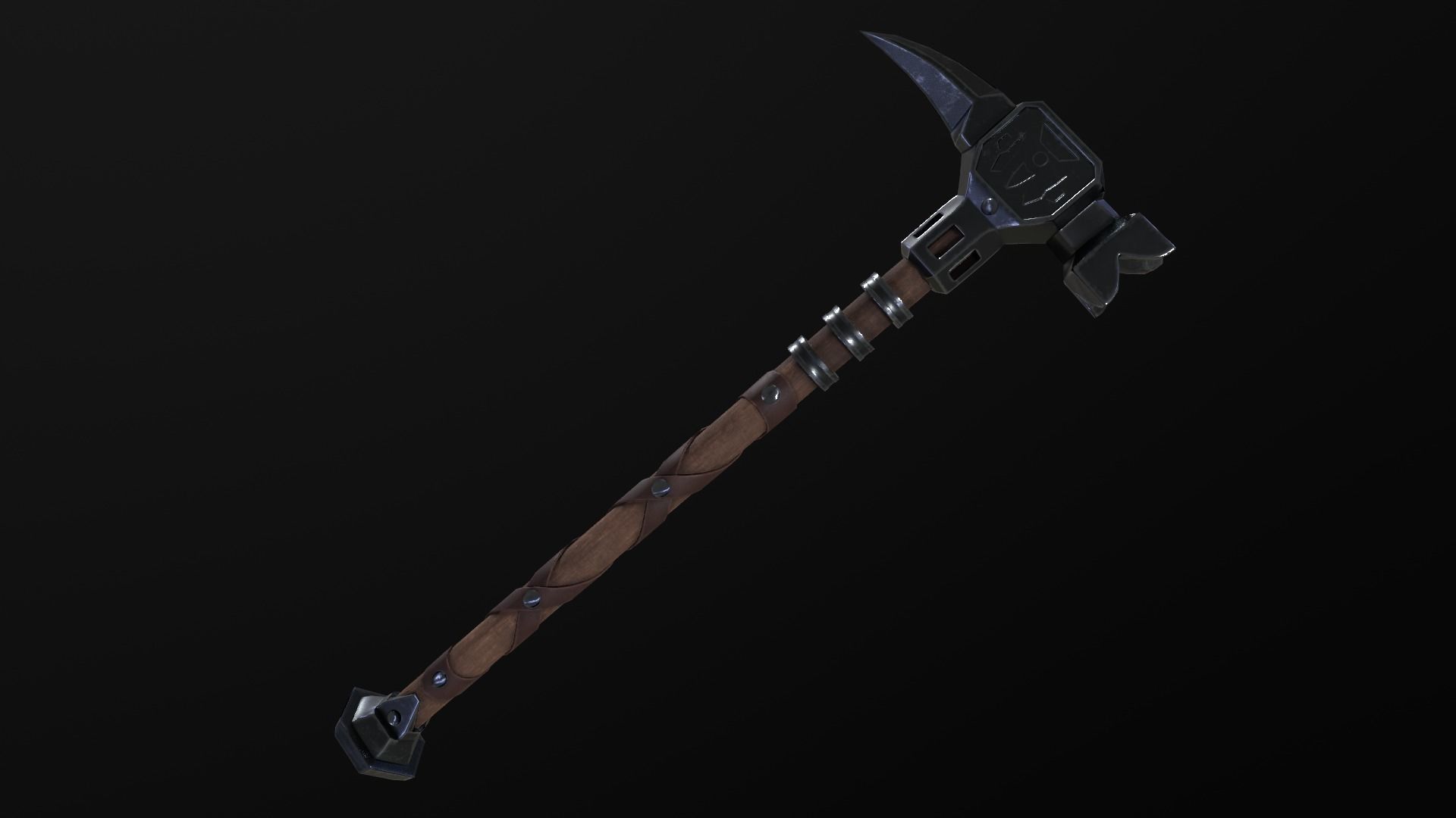 Medieval War Hammer PBR Low-poly 3D model_10