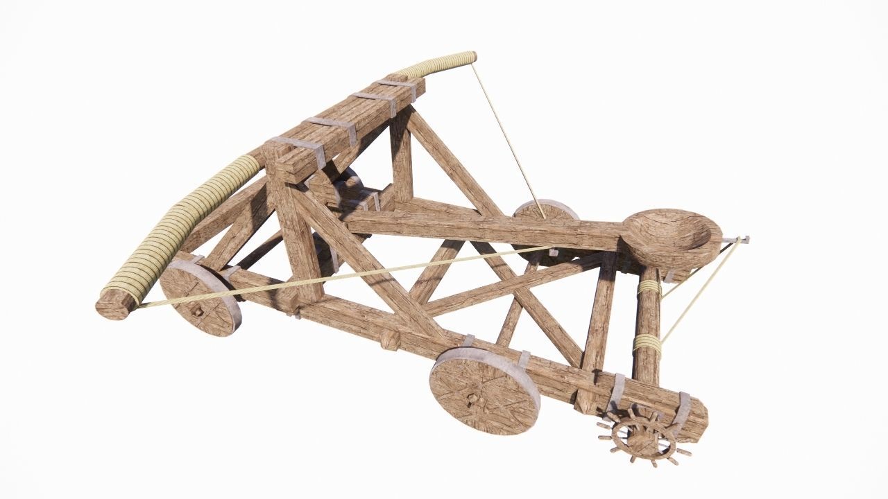 Medieval Catapult 3D model_7
