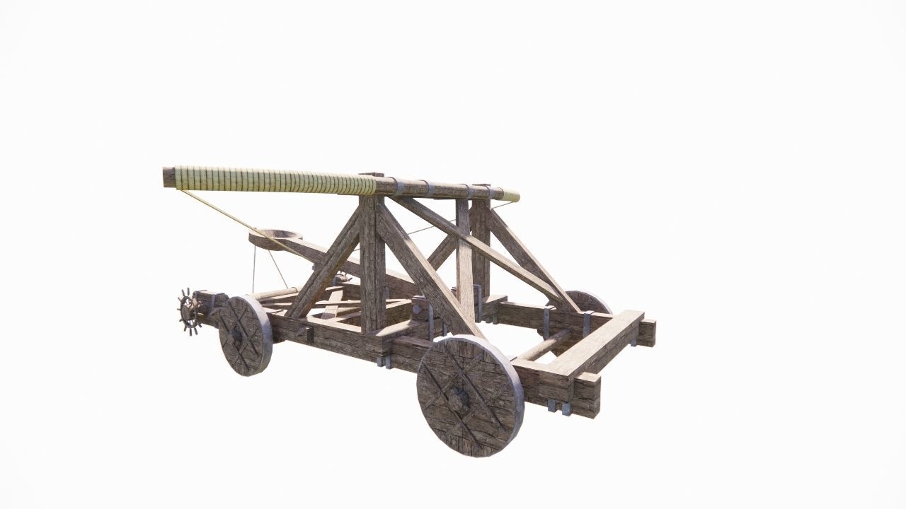 Medieval Catapult 3D model_2