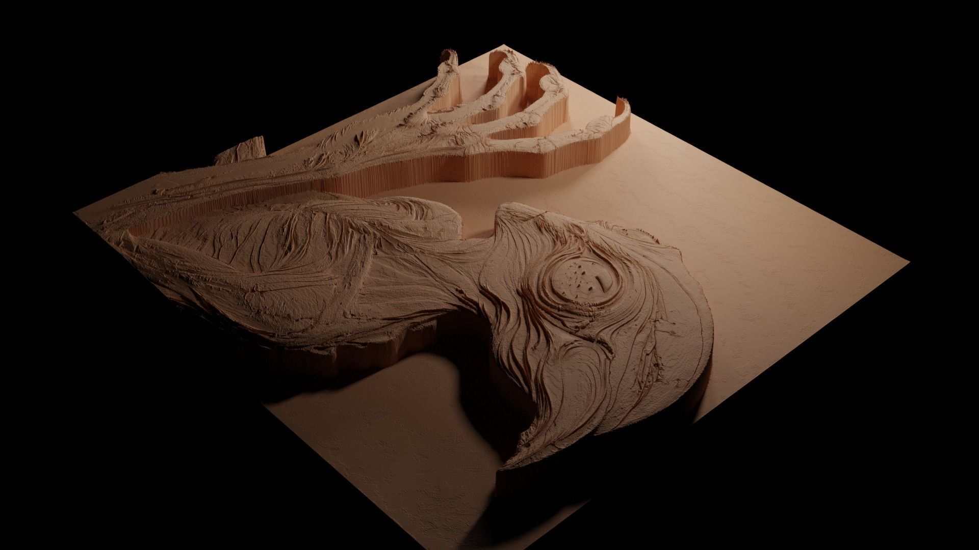 The Dover Demon CNC 3d Print High Relief Sand Casting 3D print model_3