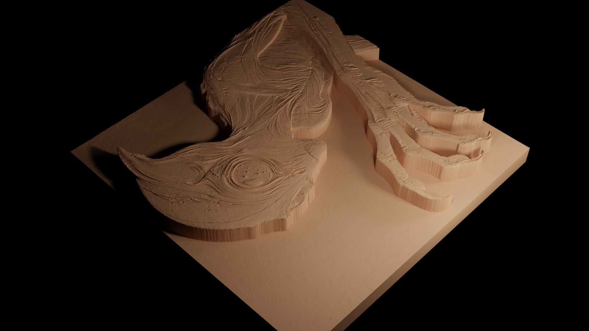 The Dover Demon CNC 3d Print High Relief Sand Casting 3D print model_4