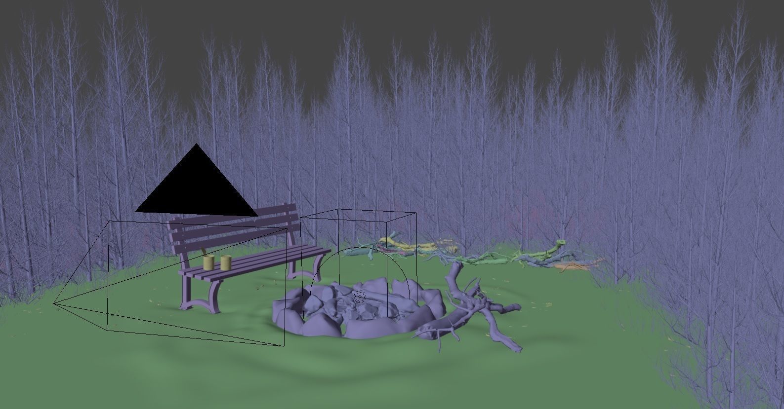 Camping with Fireplace Low-poly 3D model_1