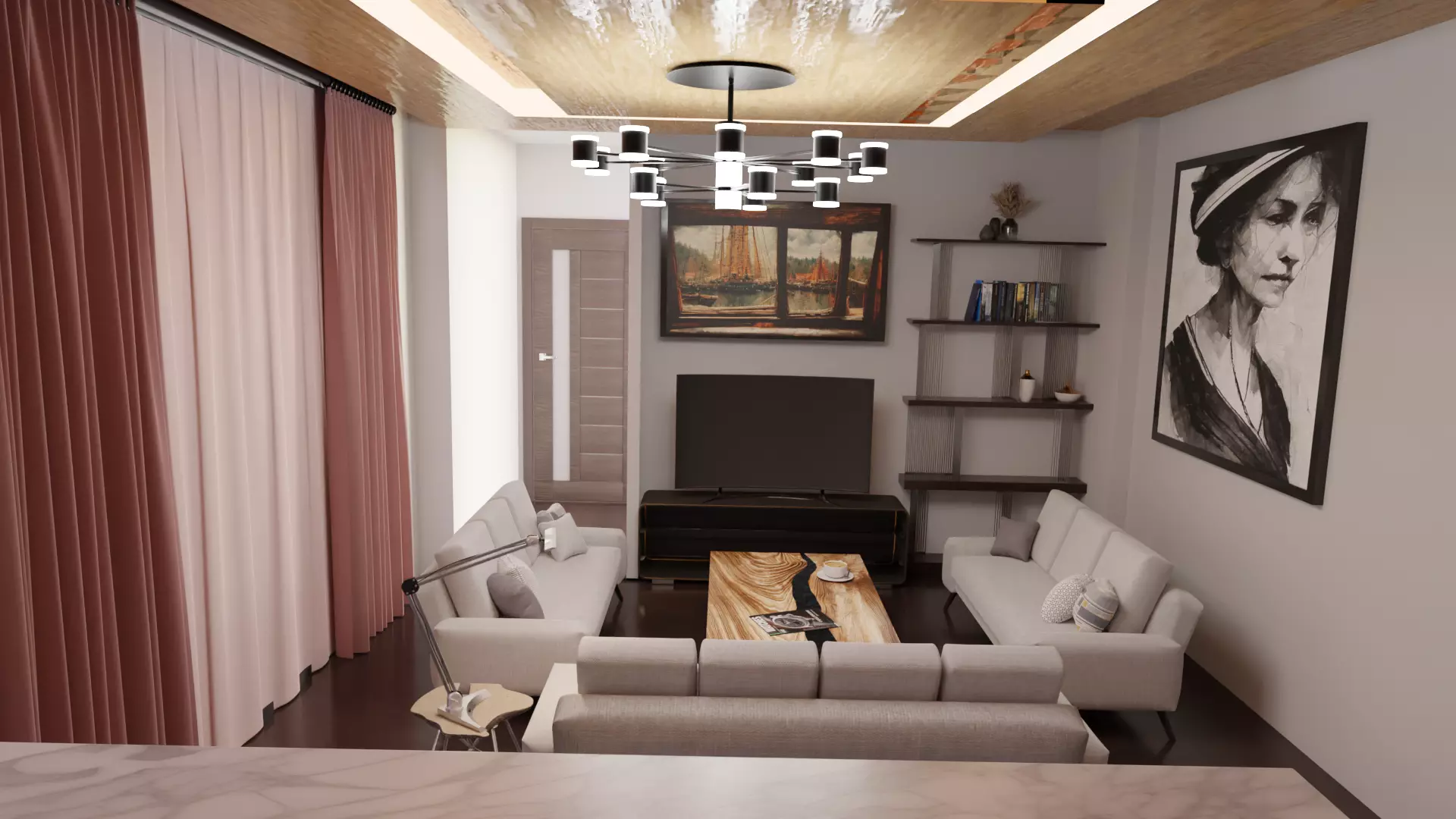 Scandinavian 4-seater sofa Free 3D model