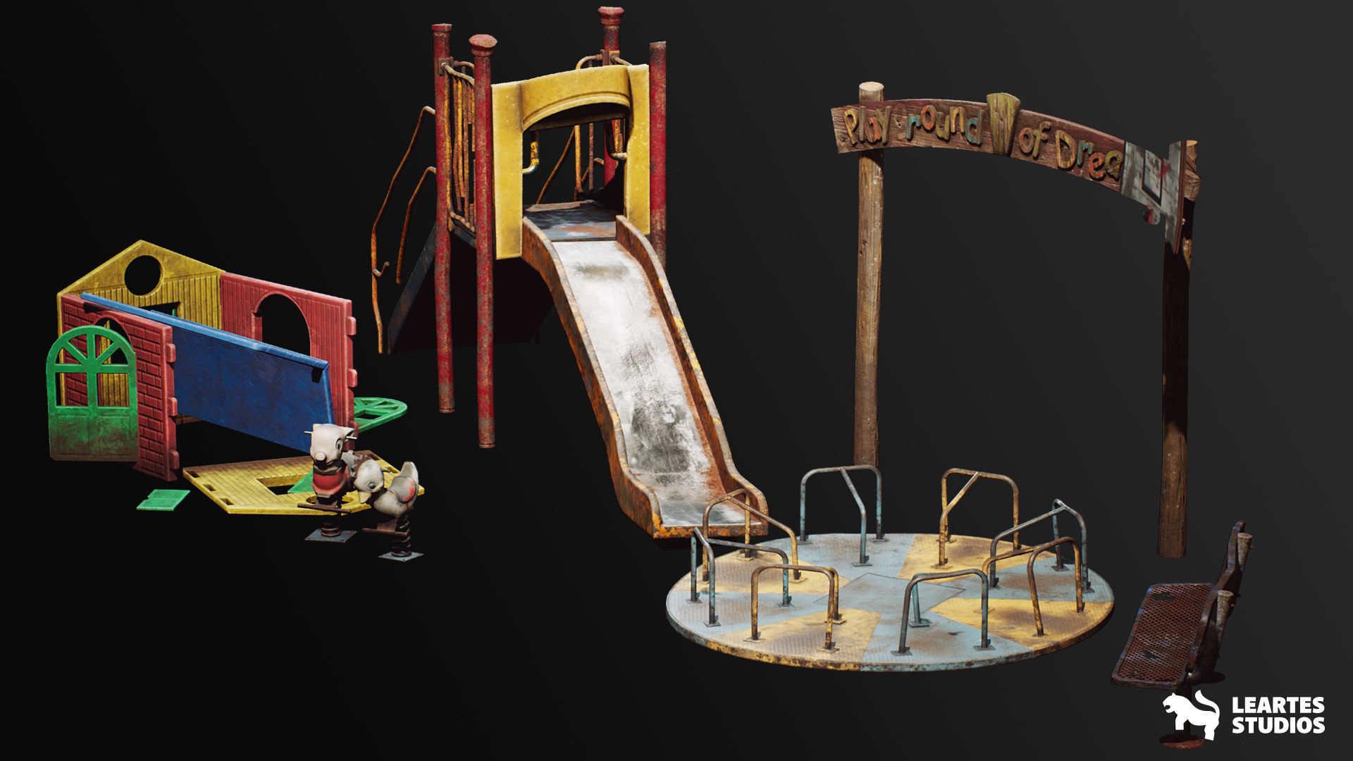 Post Apocalyptic Playground Equipment VOL 3 Low-poly 3D model_4
