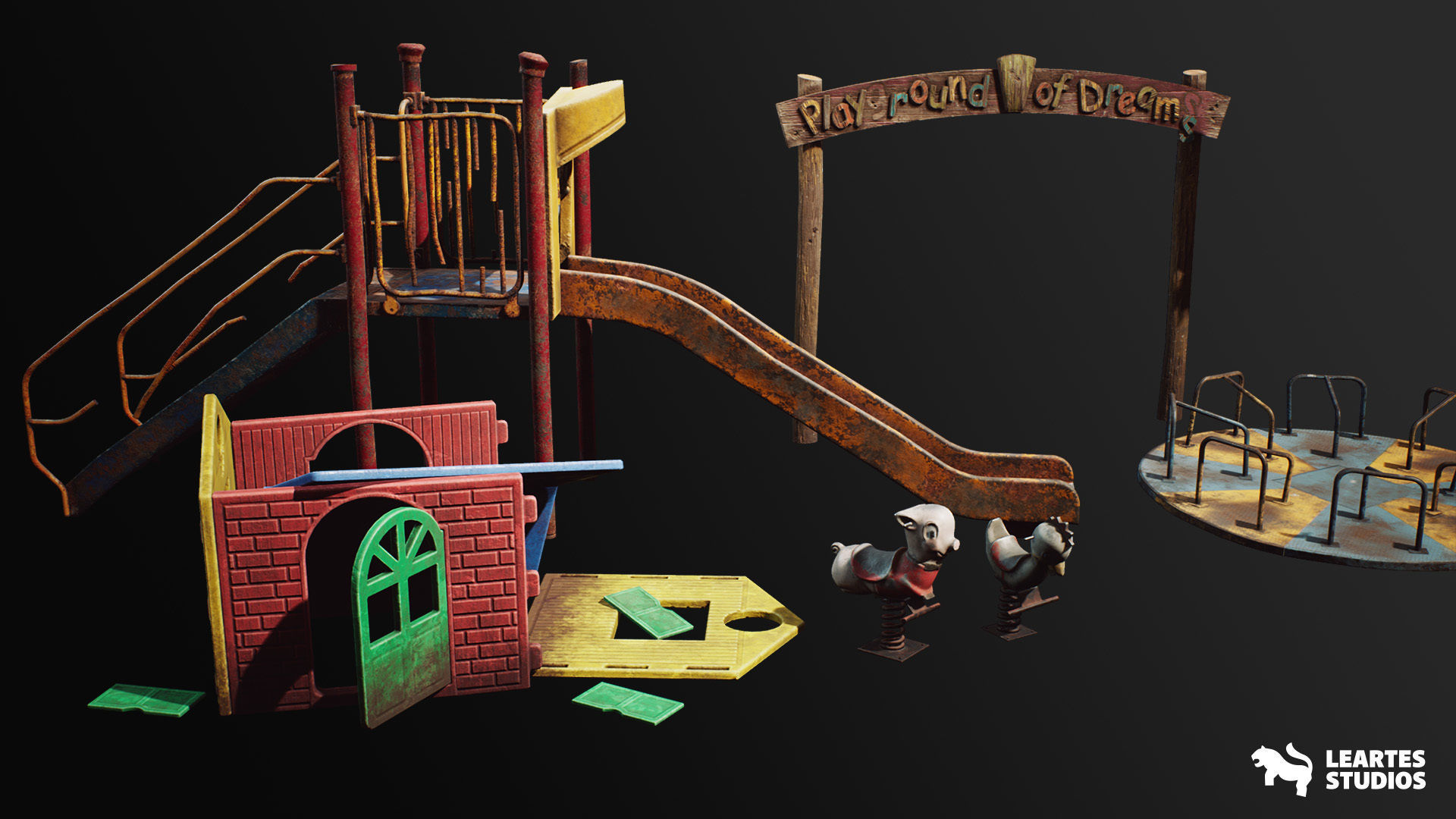 Post Apocalyptic Playground Equipment VOL 3 Low-poly 3D model_2