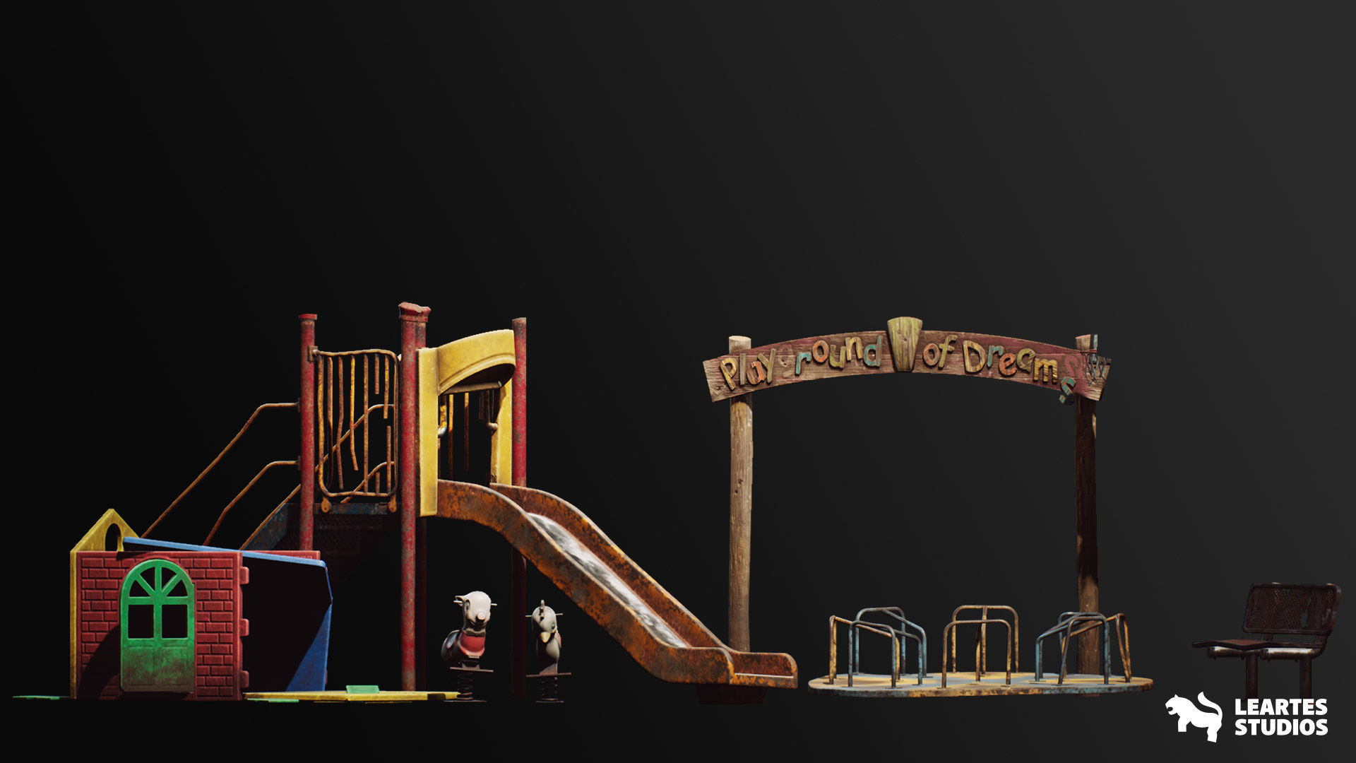 Post Apocalyptic Playground Equipment VOL 3 Low-poly 3D model_1