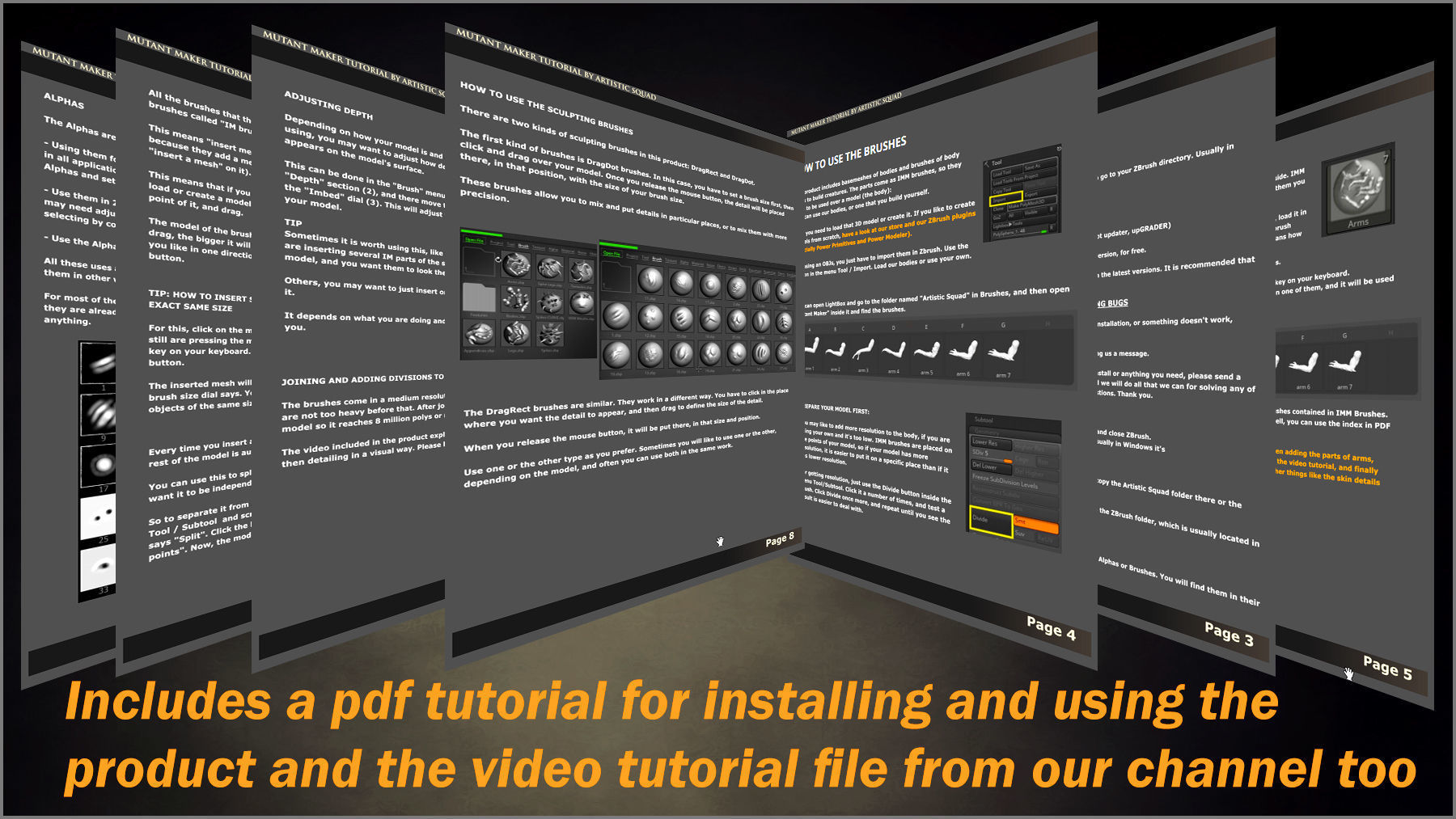 Mutant Maker 153 ZBrush brushes and 40 alphas 3D model_11