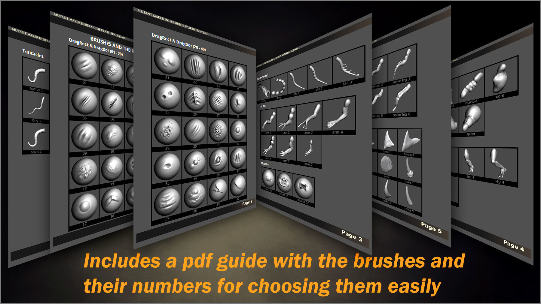 Mutant Maker 153 ZBrush brushes and 40 alphas 3D model_12