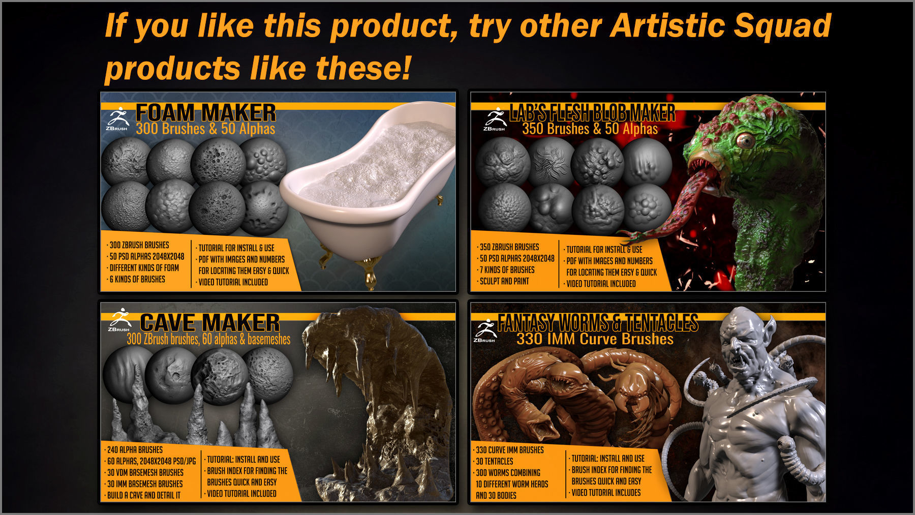 Mutant Maker 153 ZBrush brushes and 40 alphas 3D model_13