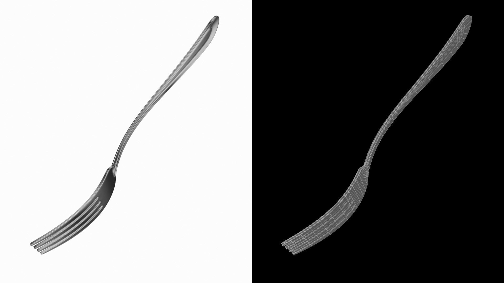 Salad Fork Classic Cutlery 3D model_12